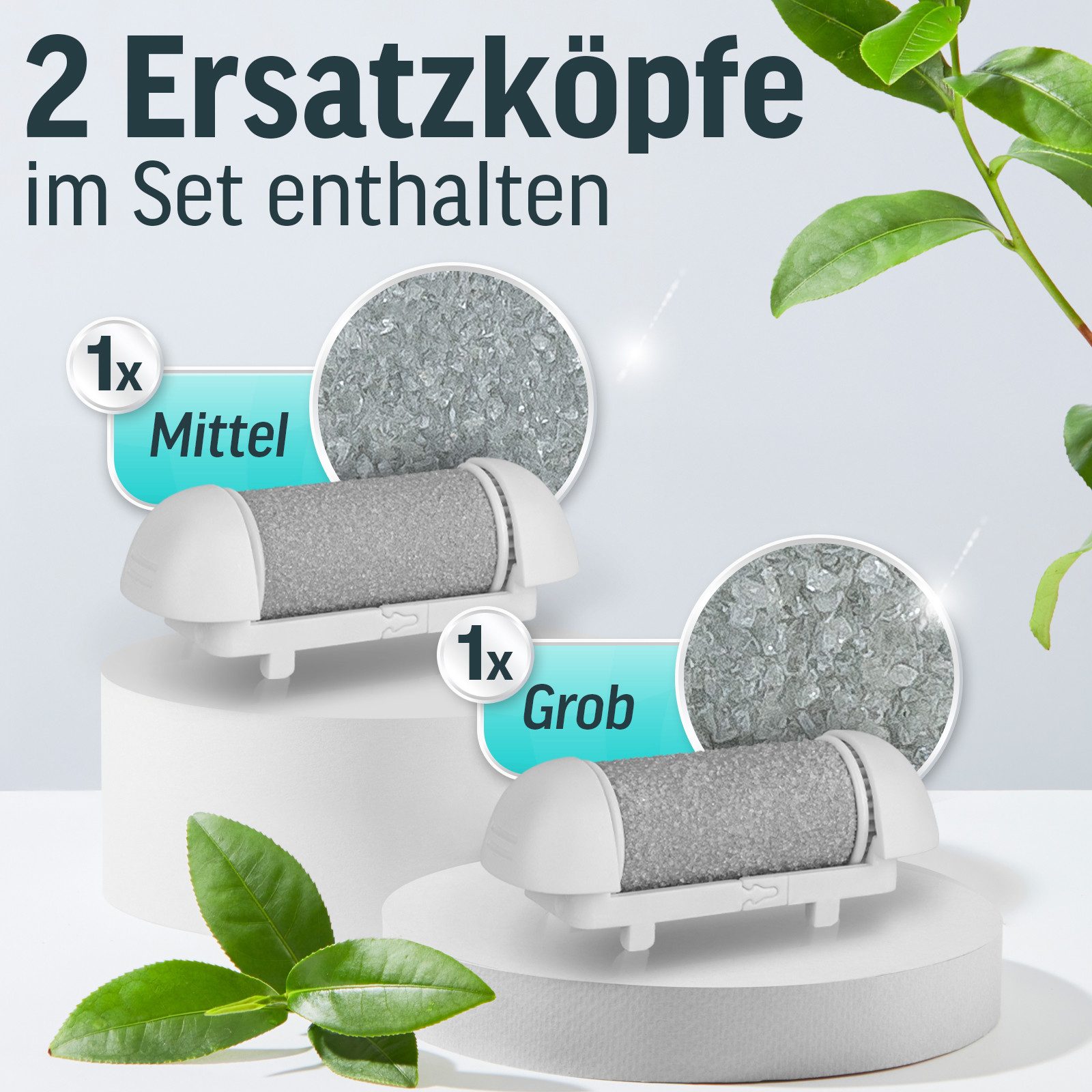 Grundig Hornhautentferner Ersatzrolle Grundig Hornhautentferner elektrisch Pro - 2 Erstazrollen, Austauschbare Ersatzrollen grob mittel