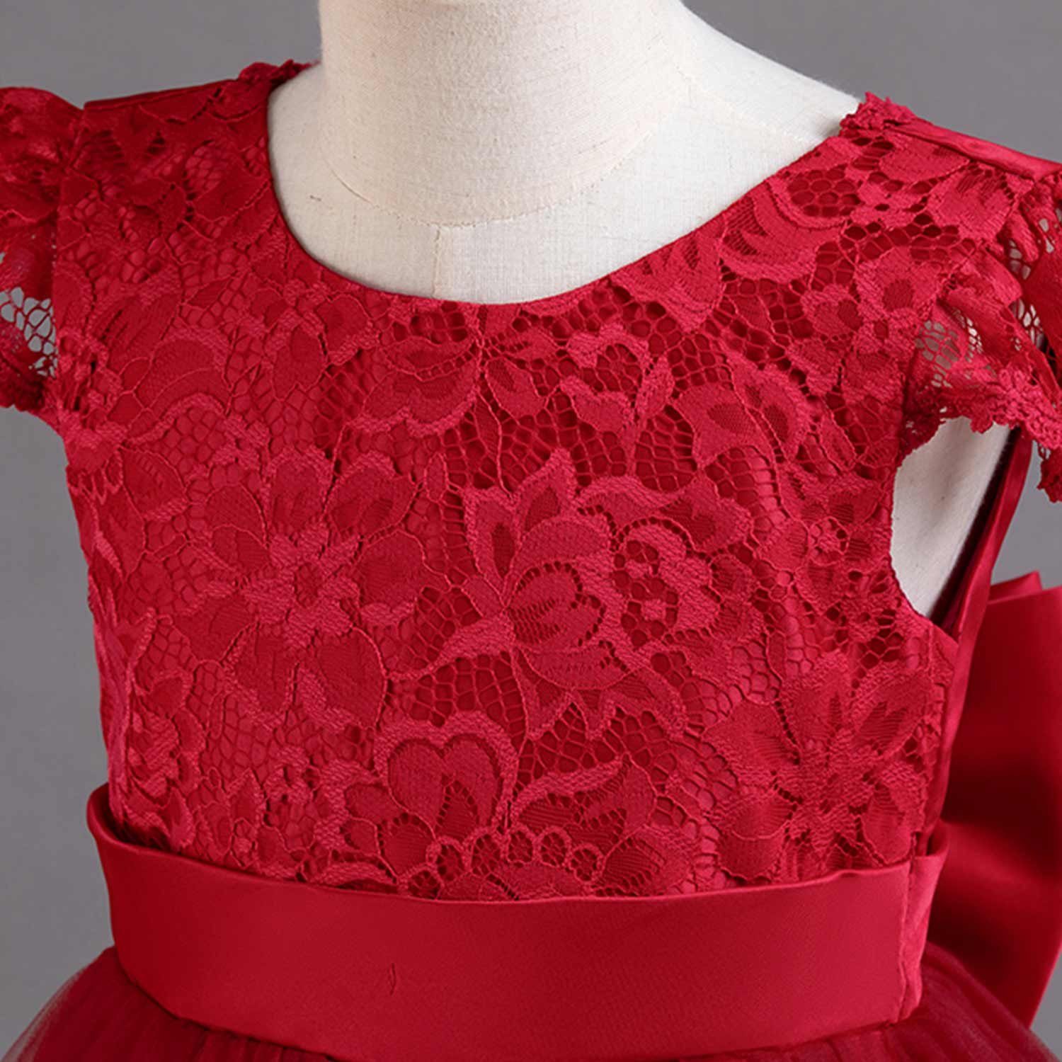 Kinderkleider Prinzessinnenkleid Rot Daisred Abendkleid Blumenmädchen Tüllkleider