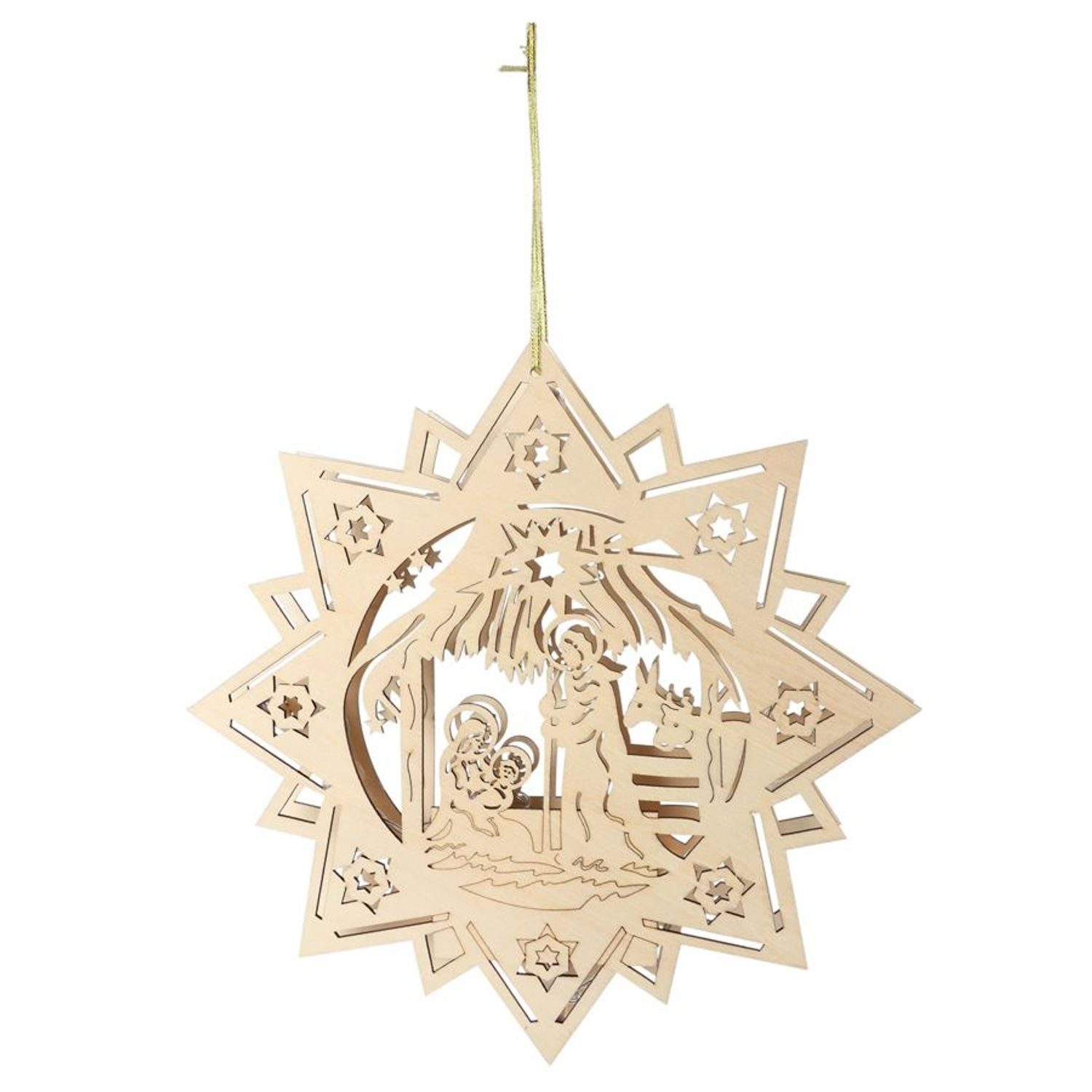 30cm LED-Holzstern Leuchtstern BURI Weihnachtsdeko Advent Weihnachtsstern Dekofigur