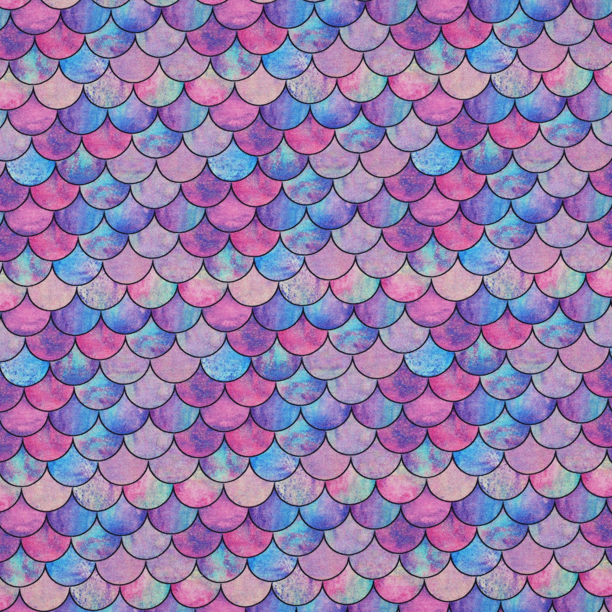 MAGAM-Stoffe Stoff "Meerjungfrau", Jersey Stoff Schuppen Fischschuppen Kinder OEKO-TEX Meterware ab 50cm