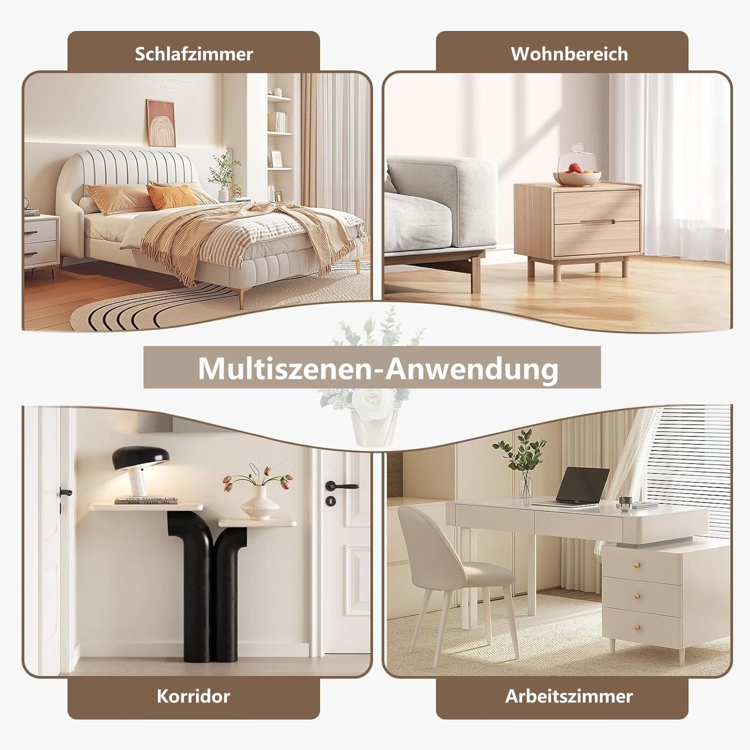 KOMTO Nachttisch 2er Set Antrazit - 35x35x41.5cm Mit 2 Fächern Schlafzimmer