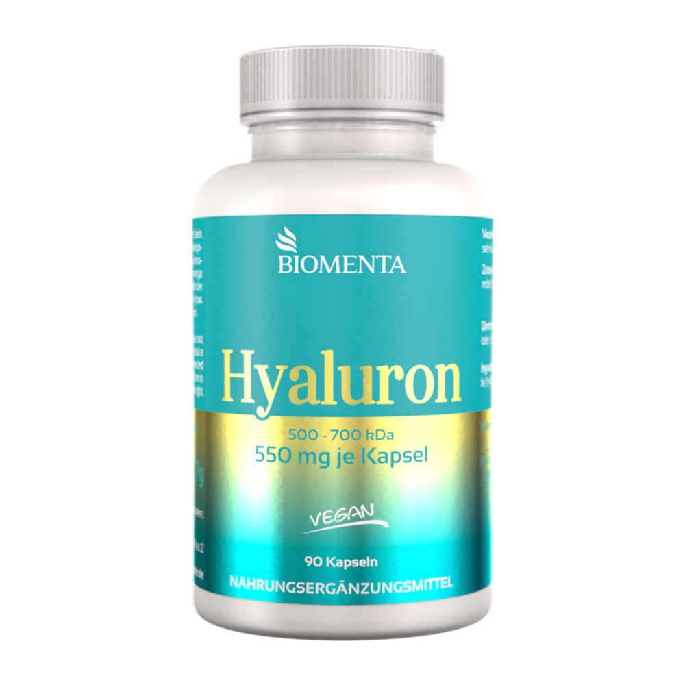 BIOMENTA Hyaluronsäure - 90 Kapseln mit 500-700 kDa / Kapsel - Premiumqualität Kapseln, 90 St., 66.7 g