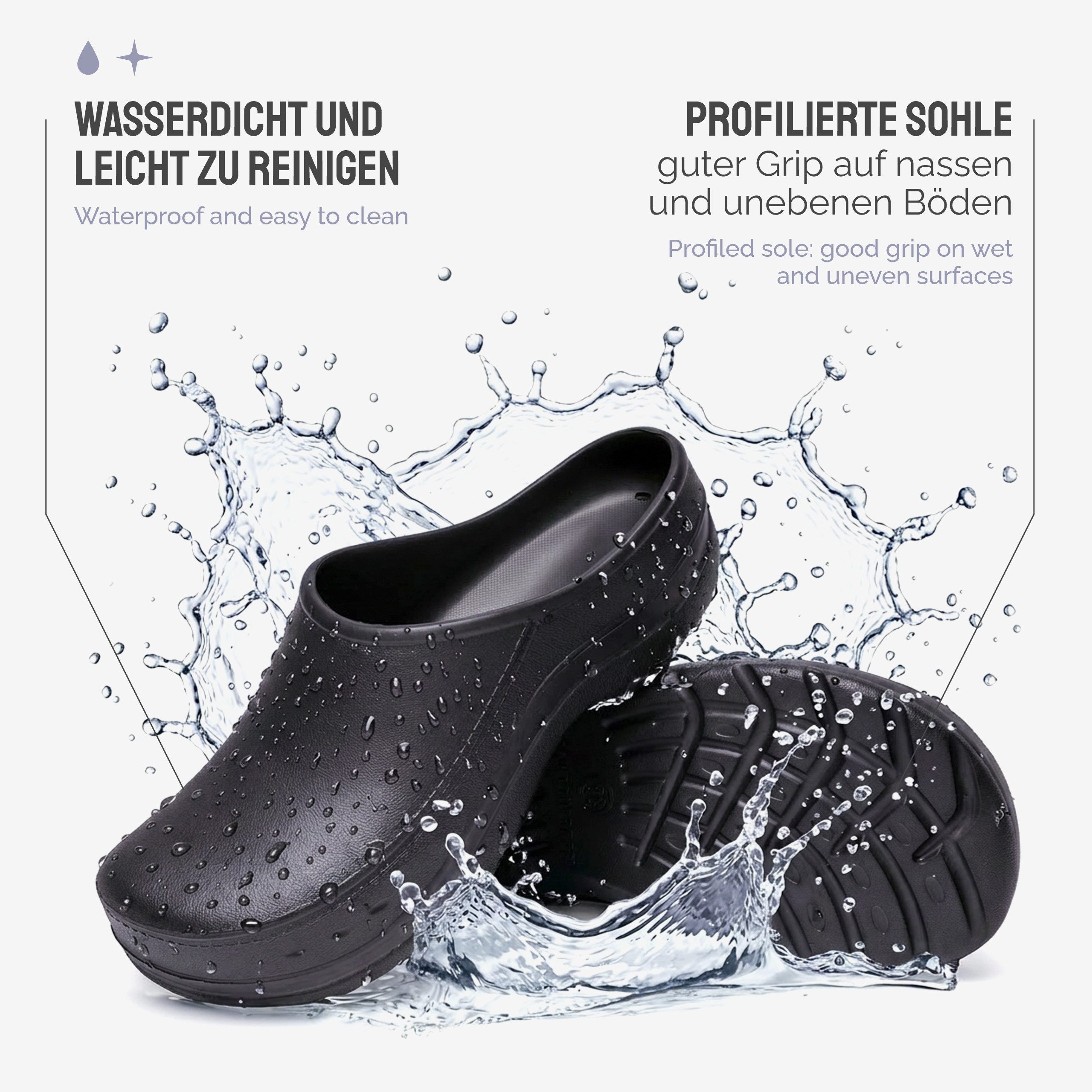 Ladeheid Gartenclogs für Damen Ultraleicht EVA Gartenschuhe LA-CA-25 Clog (36 EU, Schwarz) Wasserdicht & Flexibel