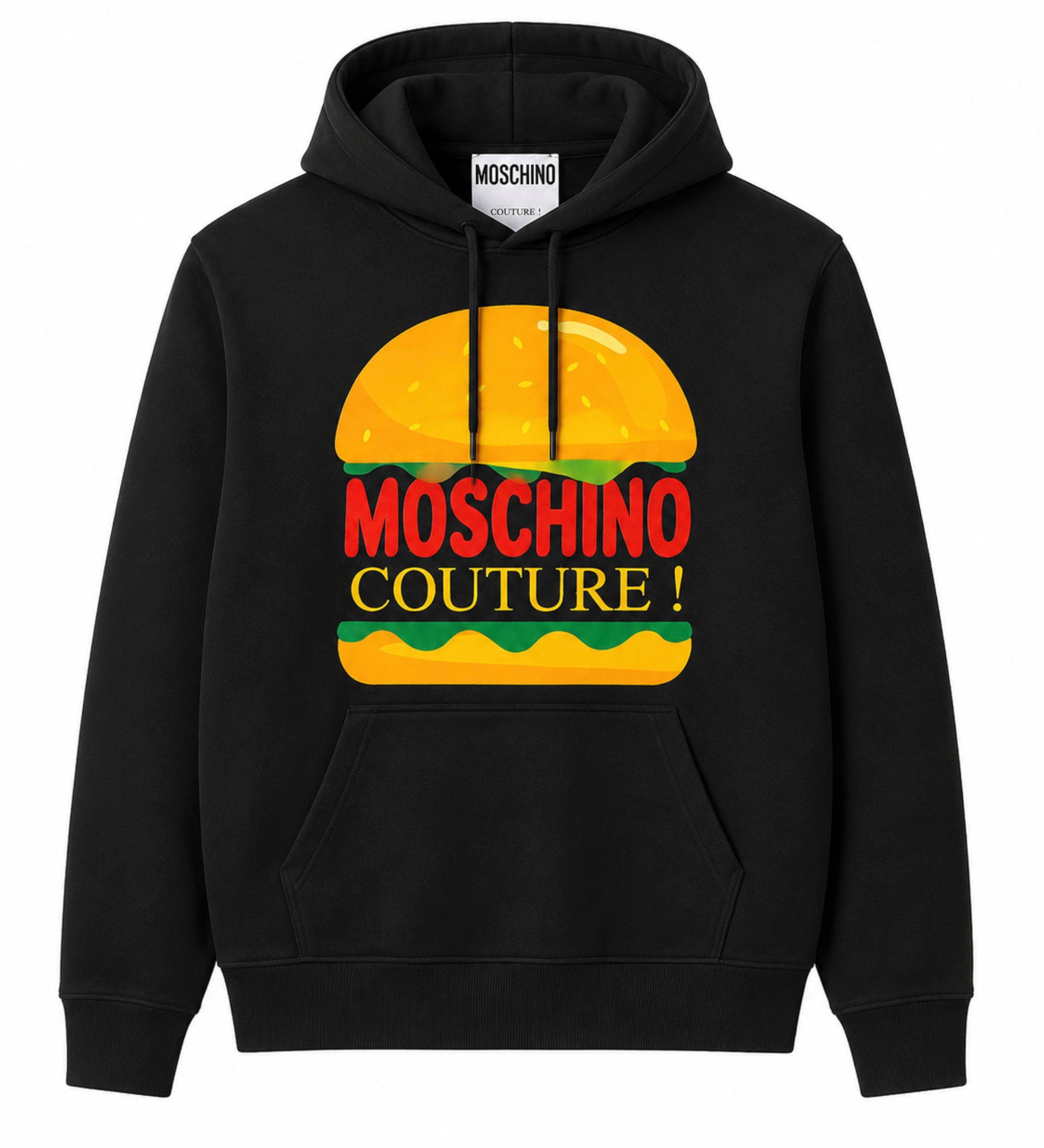 Moschino Hoodie Couture! Kapuzen Sweatshirt Organic Hamburger Pullover (1-tlg) originales Deadstock-Exemplar mit Originaletiketten