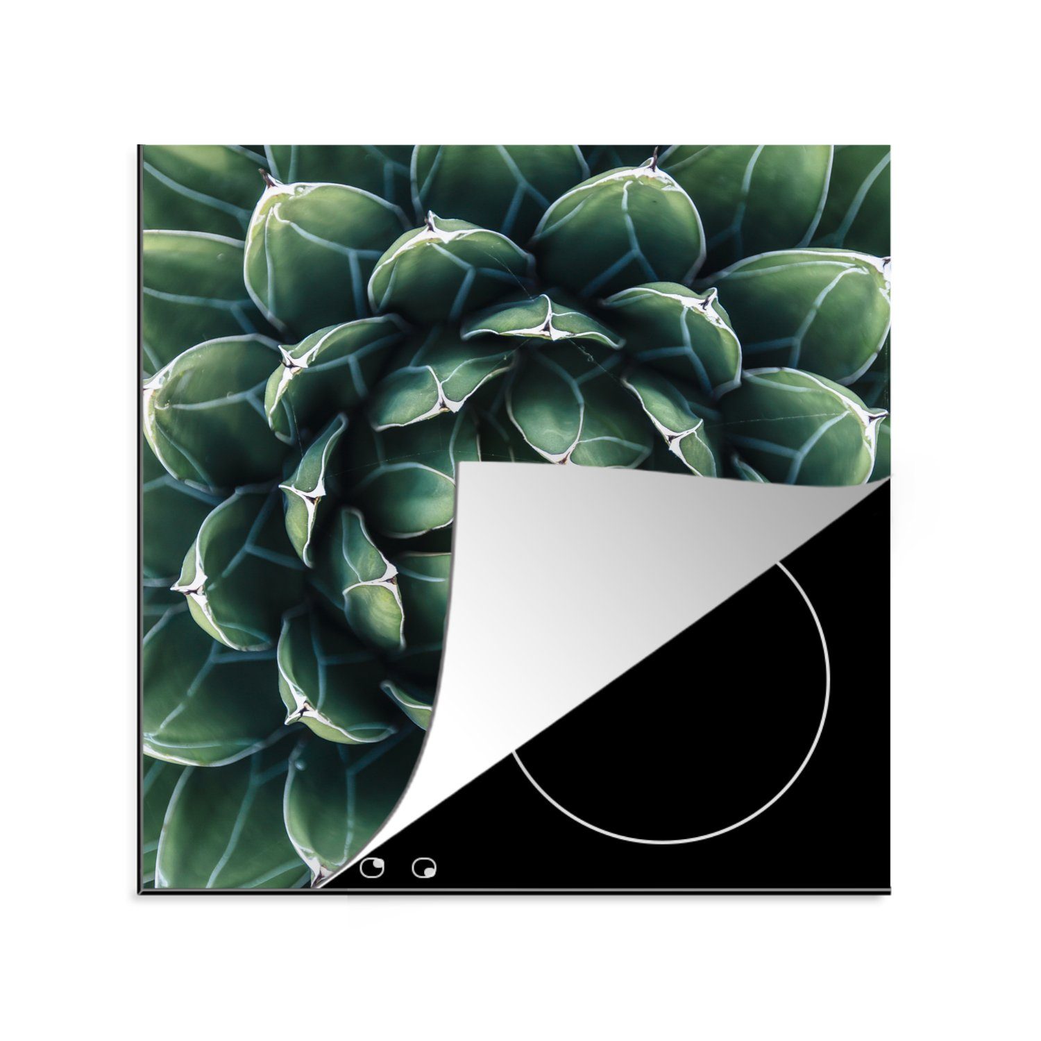 MuchoWow Herdblende-/Abdeckplatte Ein grünes Blumenmuster, Ceranfeldabdeckung, tlg), Arbeitsplatte Vinyl, (1 für 78x78 küche cm