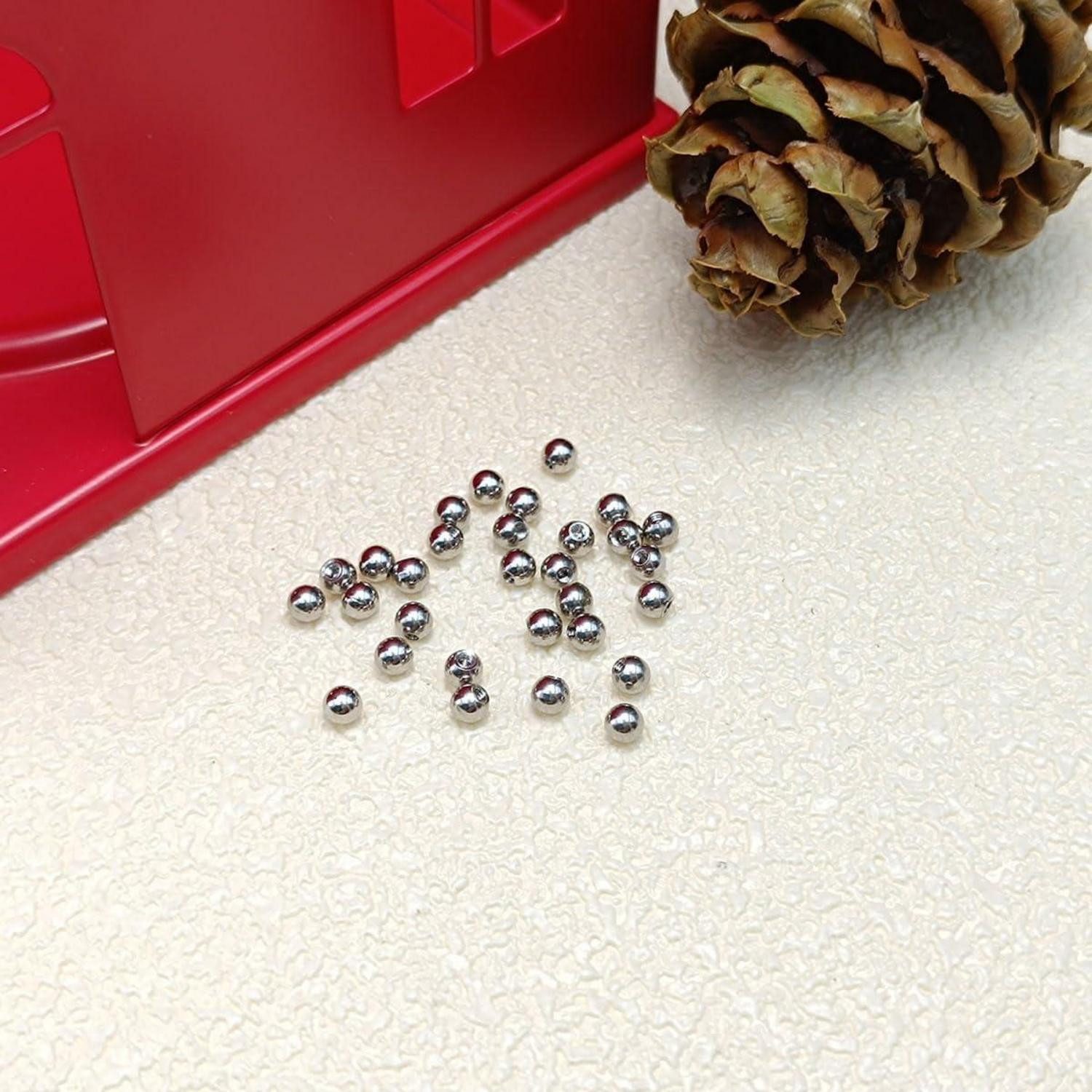 Gojewen Nasenpiercing 30er Piercing Kugeln Silber 3mm Schraubkugel 1,2mm Chirurgenstahl
