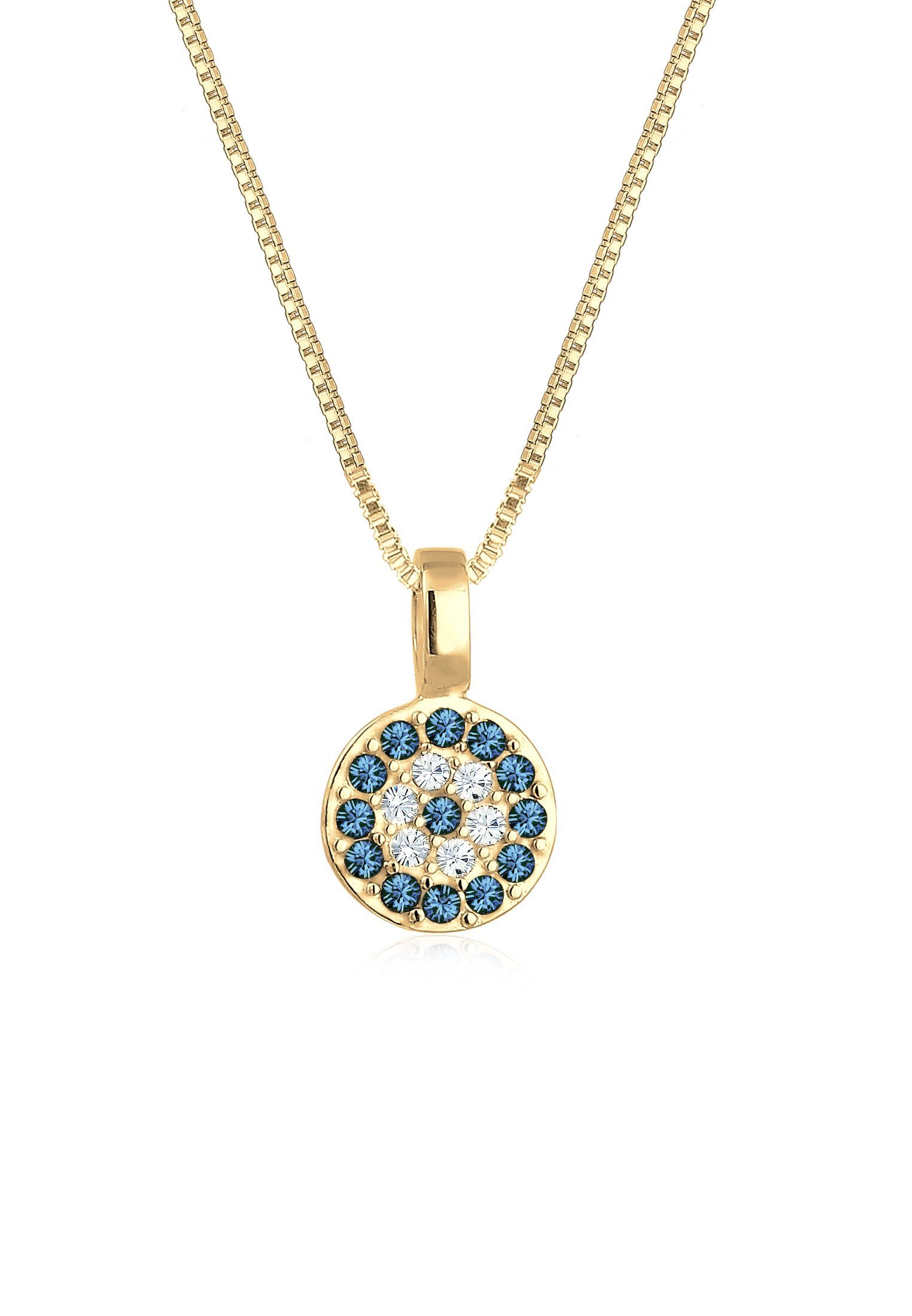 Elli Kette mit Anhänger Evil Eye Kristalle Basic 925 Silber Gold