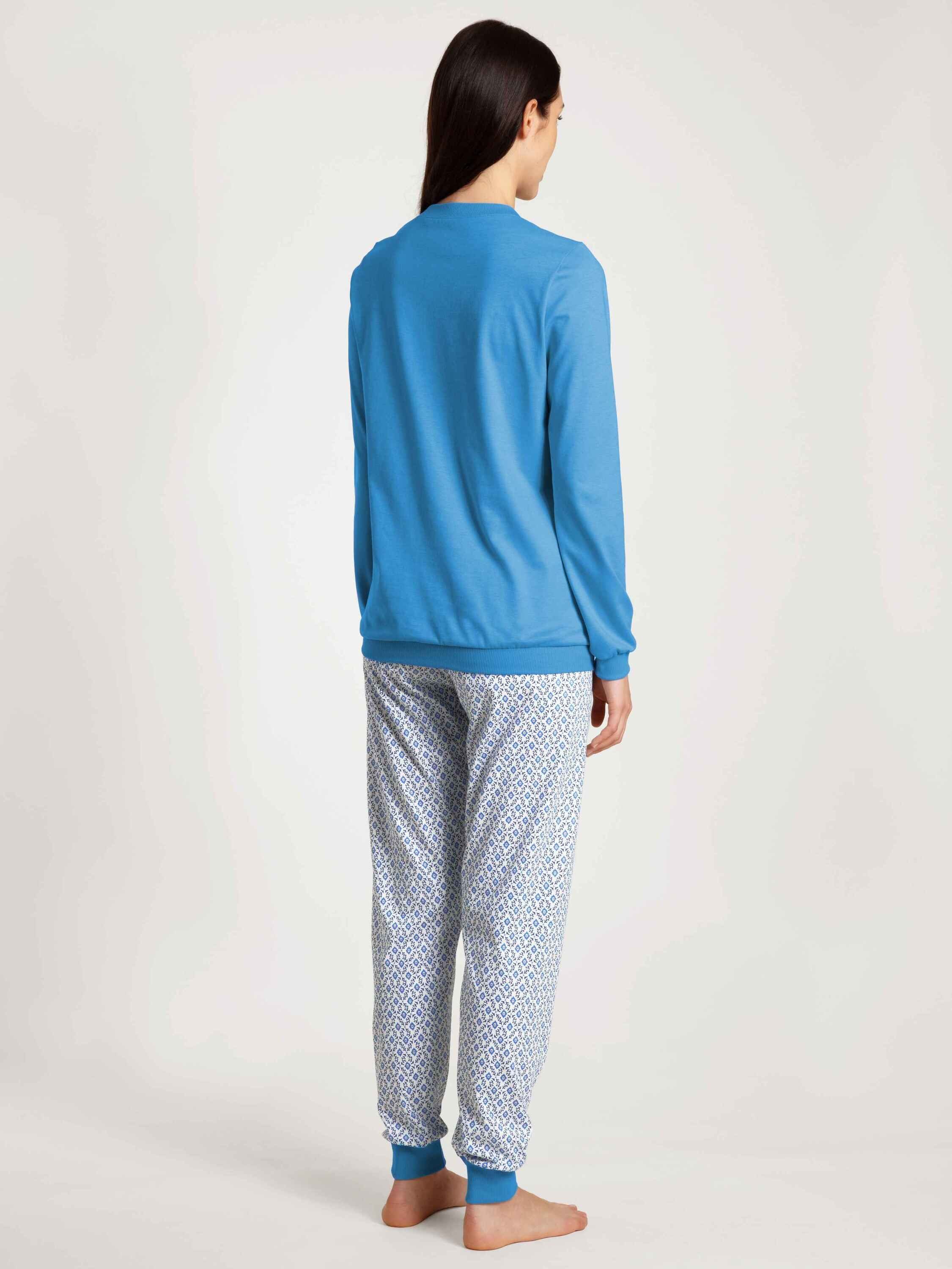 CALIDA Pyjama Bündchen-Pyjama (2 blue tlg) azurit
