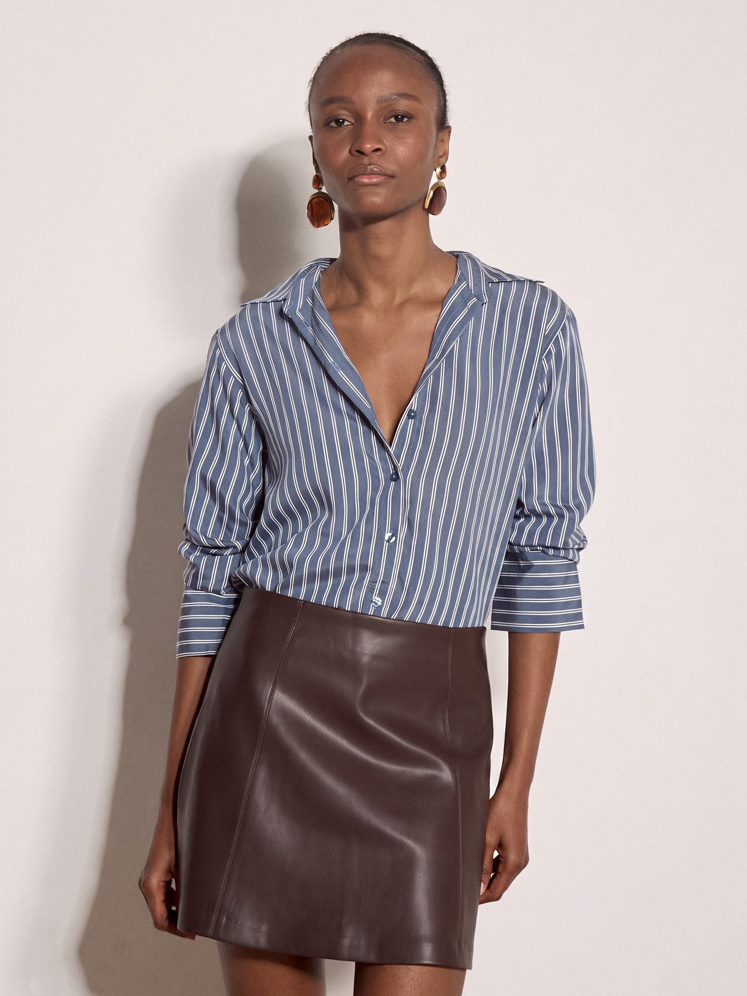 Apricot Hemdbluse Oversized-Streifenhemd mit asymmetrischem Saum