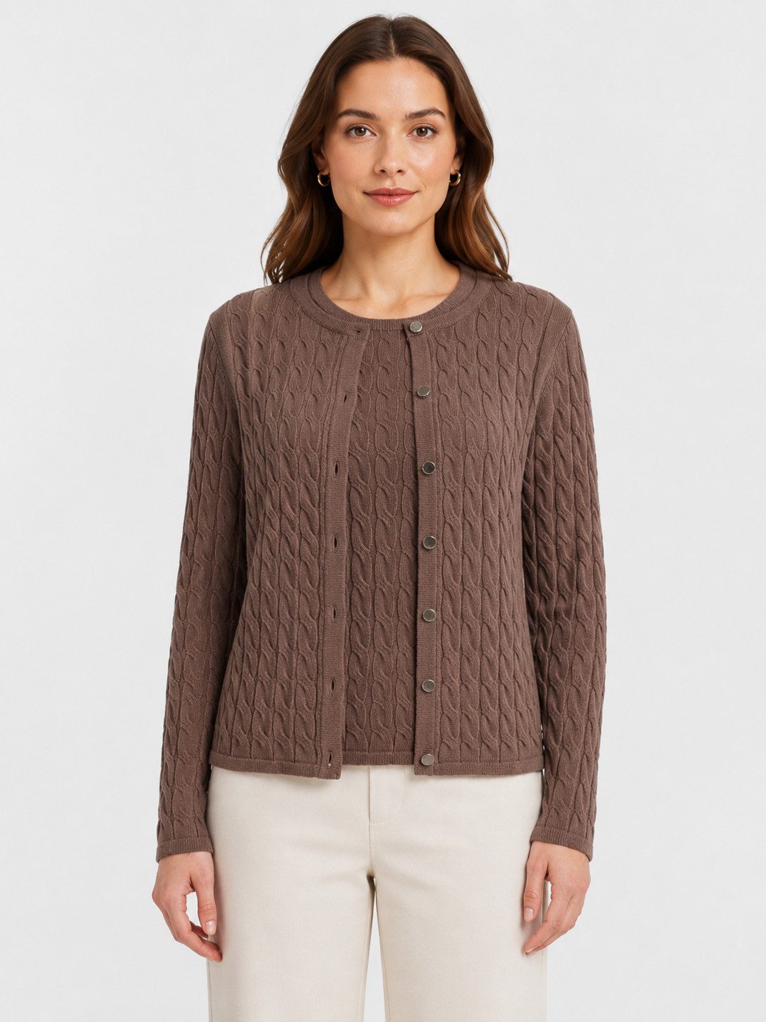 Passioni 2-in-1-Strickjacke Twinset im Zopfstrickmuster
