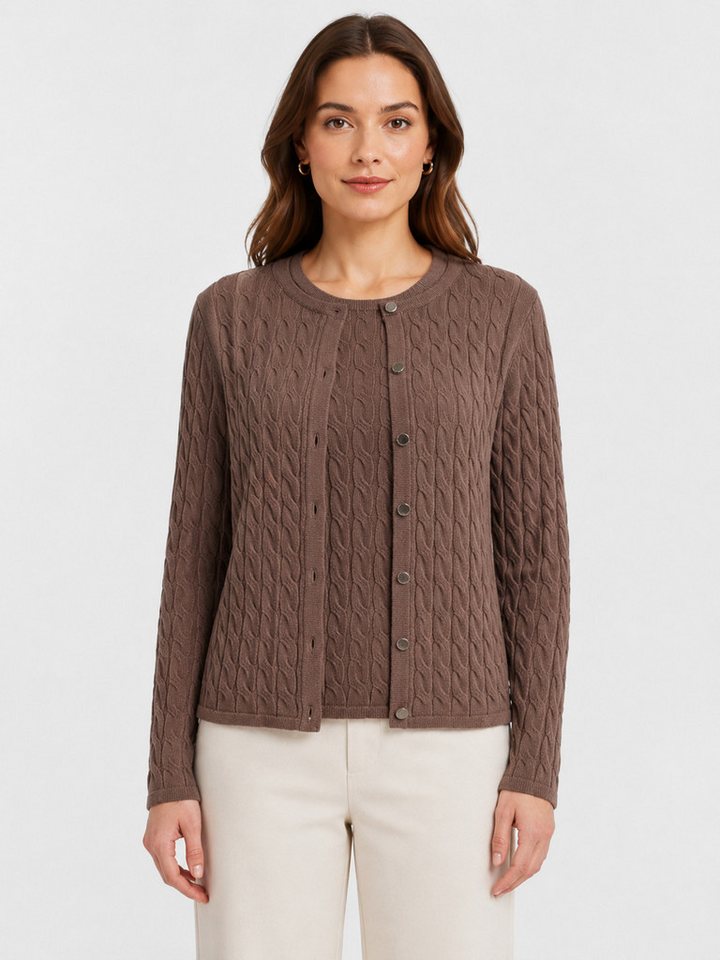 Passioni 2-in-1-Strickjacke Twinset im Zopfstrickmuster