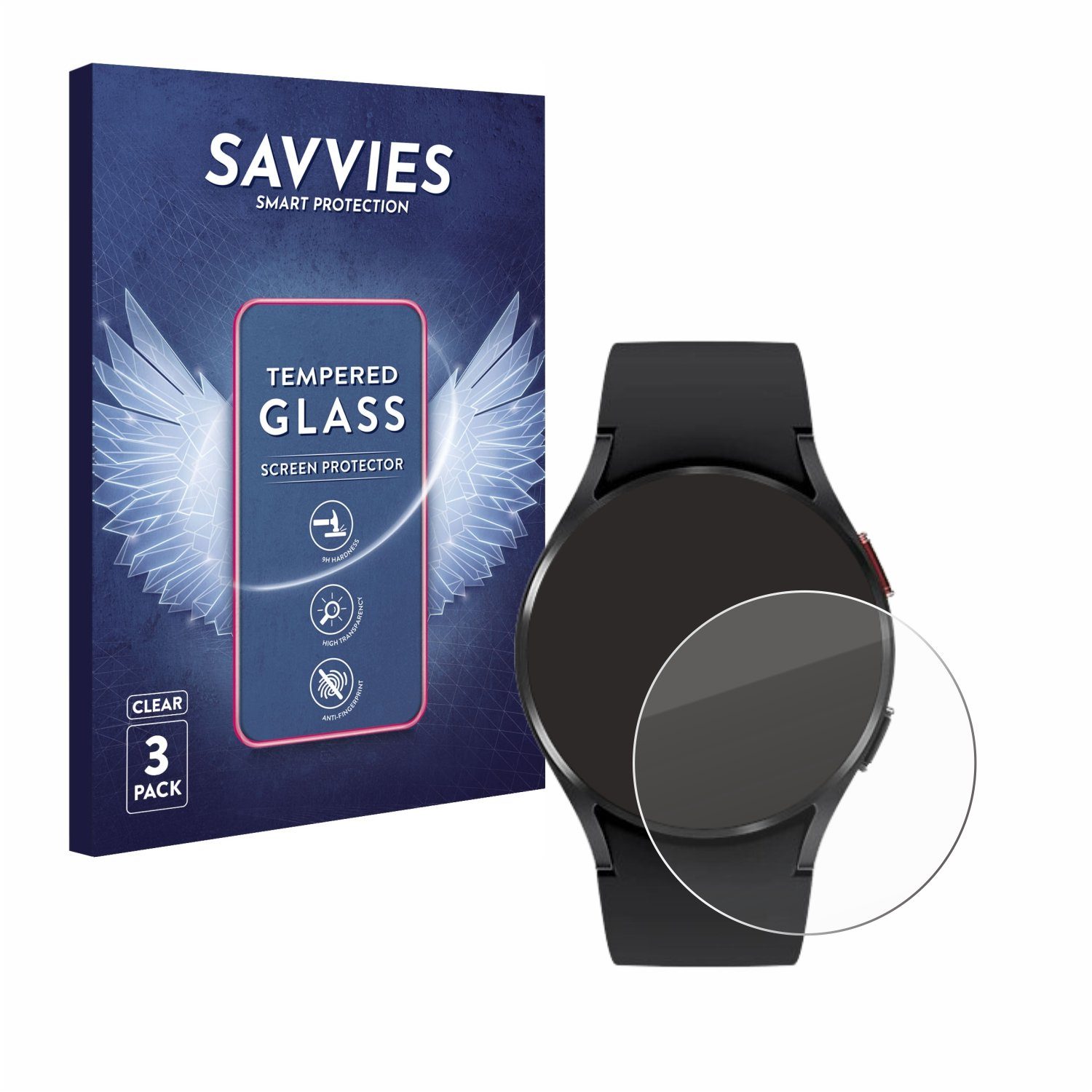 Savvies Displayschutzglas Schutzglas für Samsung Galaxy Watch 4 (40mm), 3 Stück, Displayschutz 9H Glas Klar Transparent