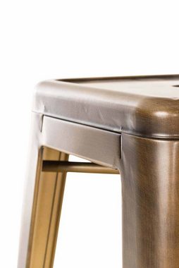 TPFLiving Barhocker Joshua V2 (mit angenehmer Fußstütze - Hocker für Theke & Küche), Gestell Metall Gold - Sitzfläche: Metall Gold