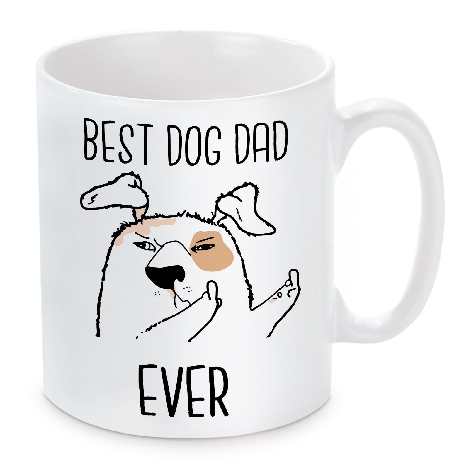 Herzbotschaft Tasse Kaffeebecher mit Motiv Best Dog Dad Ever., Keramik, Kaffeetasse spülmaschinenfest und mikrowellengeeignet