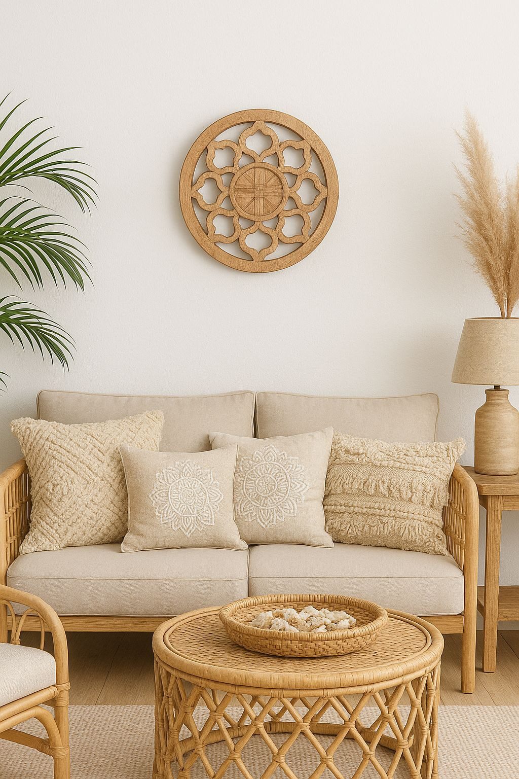 Bali-Homedecor Wanddekoobjekt Massivholz Wanddeko Rund 40cm günstig online kaufen