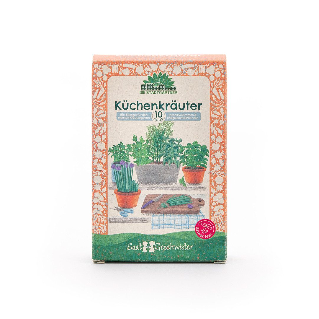 Kräutersamen Saatgut-Set Küchenkräuter mit 10 BIO-Sorten, Tolles Garten-Geschenk