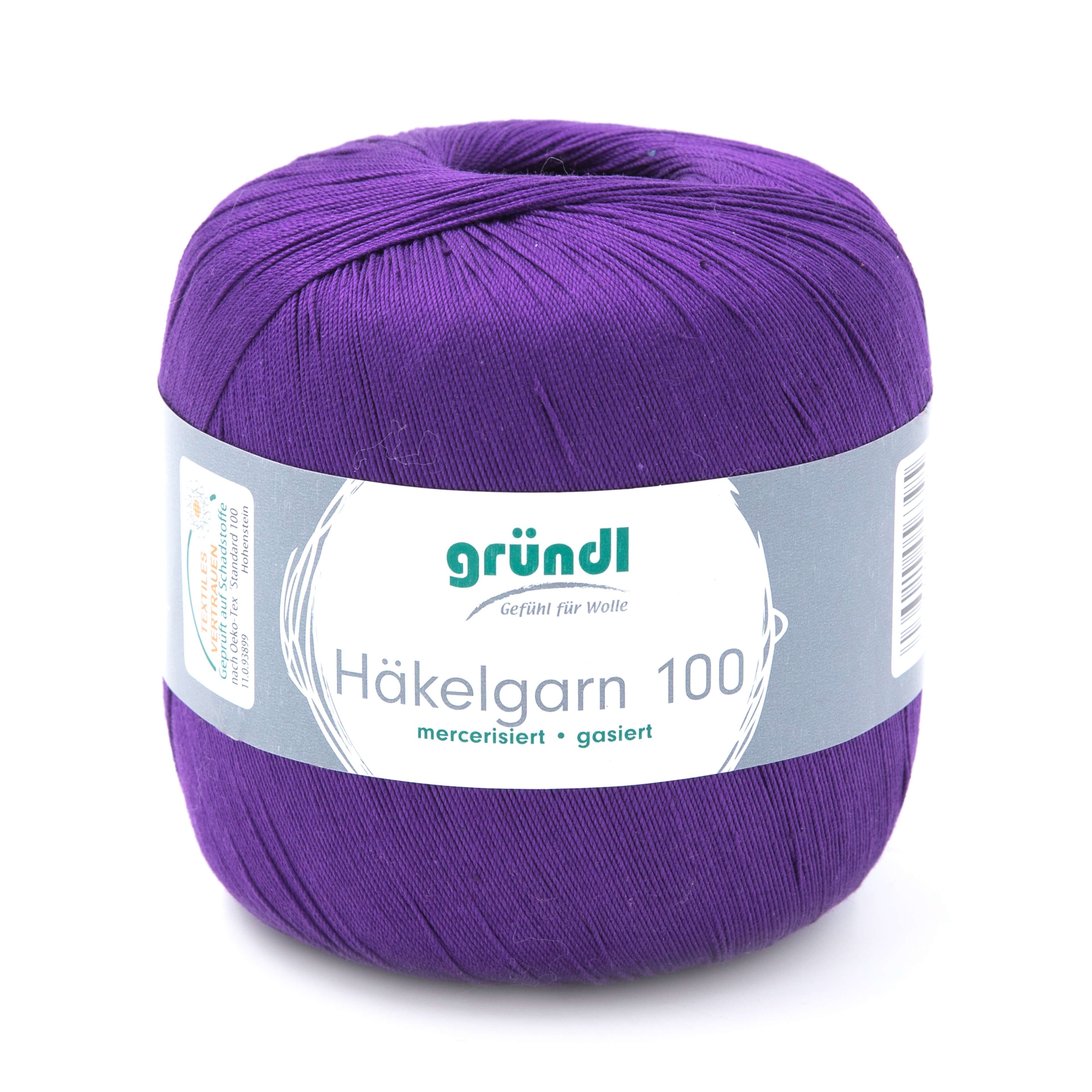 Gründl Häkelgarn 100, Baumwolle dünn zum Häkeln Handarbeiten DIY, 100g Häkelwolle, 566,00 m (Baumwollgarn, Filethäkelgarn), 60° waschbar