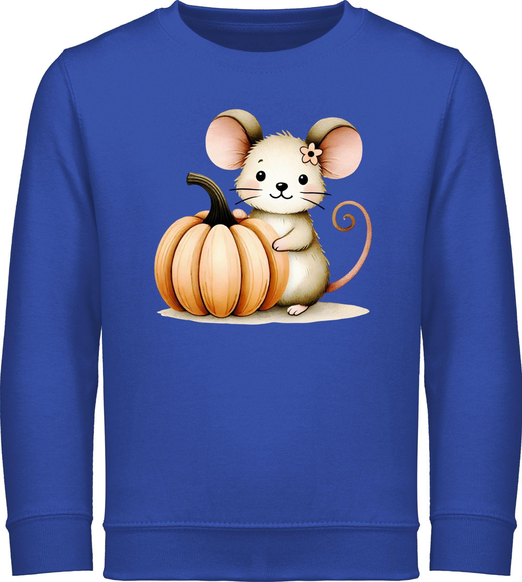 Sweatshirt Süße Maus mit Kürbis, Niedliches Herbst Design für Babys und Kinder