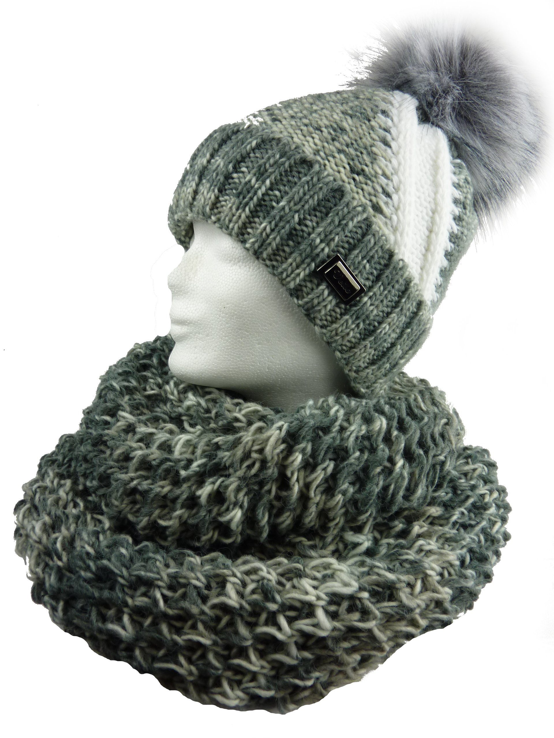 Taschen4life Bommelm tze M tze Schal Set 34 54 F r Damen Und Herren Mit Gro em Bommel Winter 