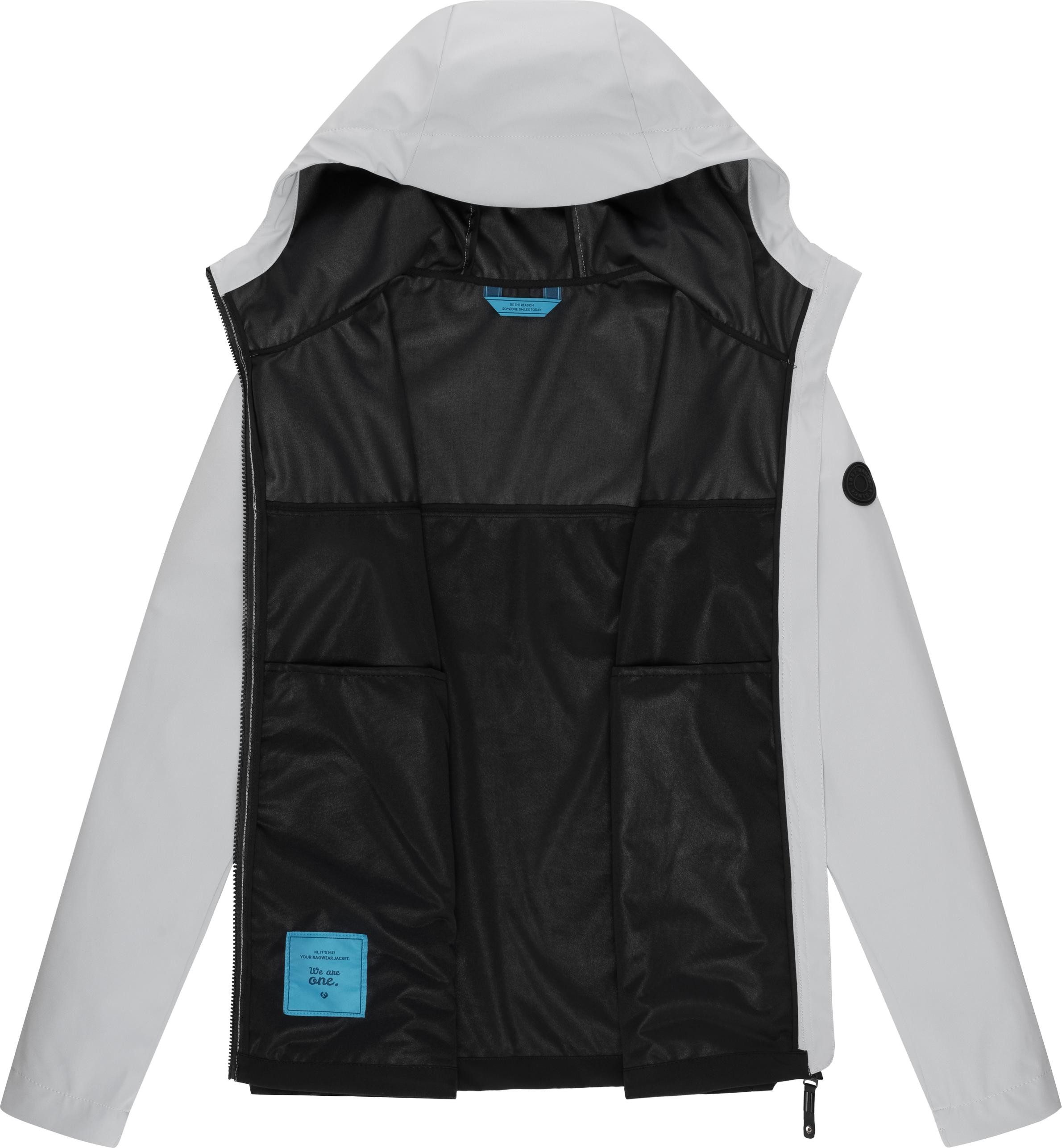 Ragwear Softshelljacke Shellwie Block wasserdichte Herren Übergangsjacke mit großer Kapuze