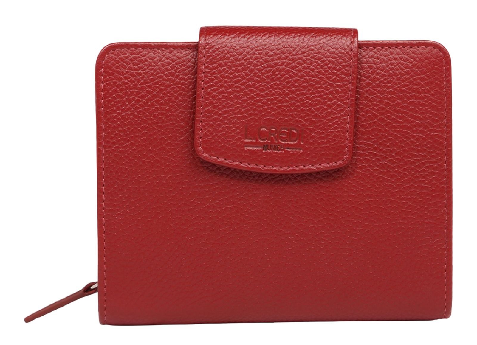 L. CREDI Geldbörse Flap Wallet, aus echtem Leder mit RFID-Blocker Schutz