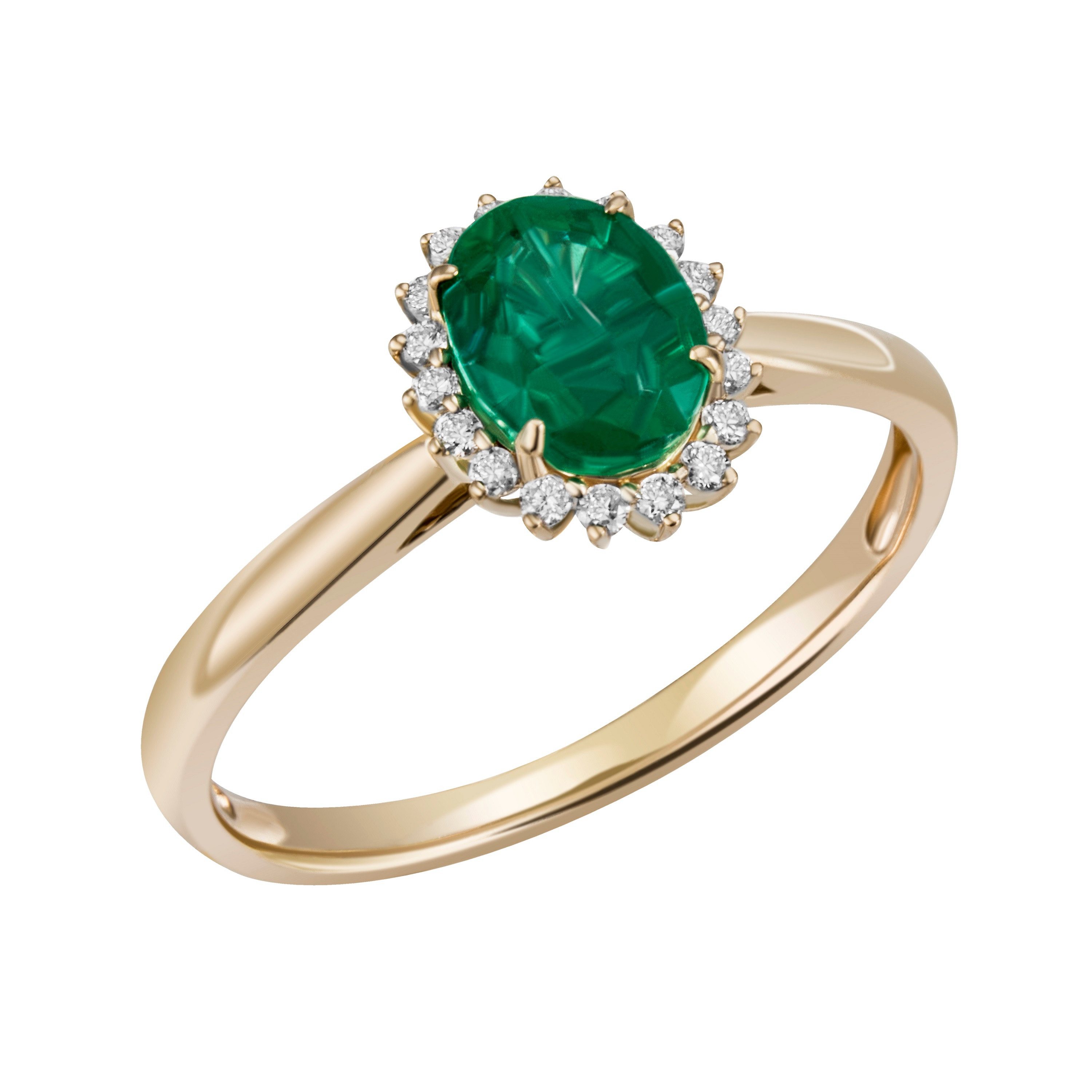 Firetti Fingerring Schmuck Geschenk Gold 585 Damenring Ring Blüte, mit Smaragd