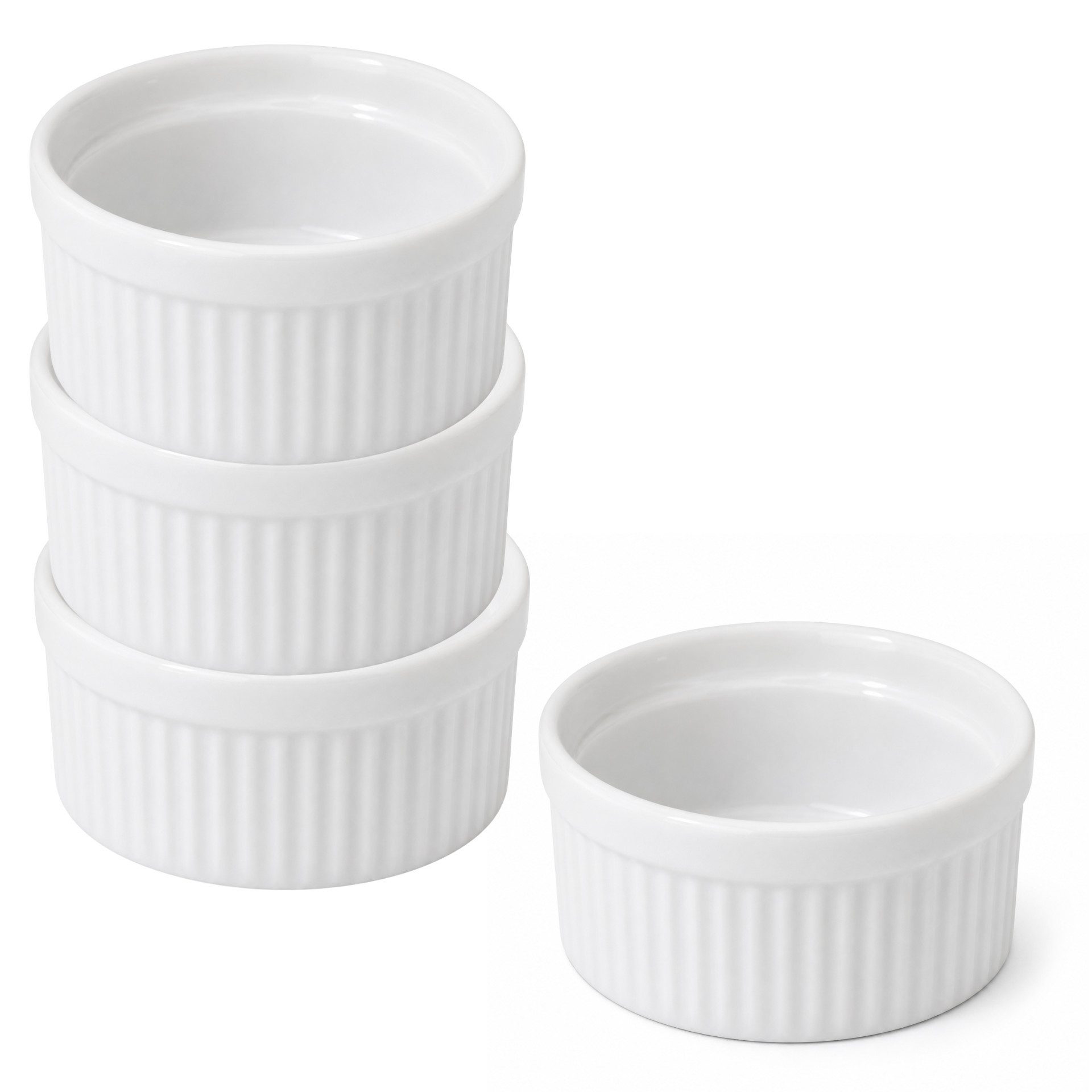 mikken Tapas-Schale Ragout Fin Porzellan 9 cm – Creme Brulee Schälchen 130ml, (4-tlg), hygienisches Porzellan, Ø9 cm, stapelbar