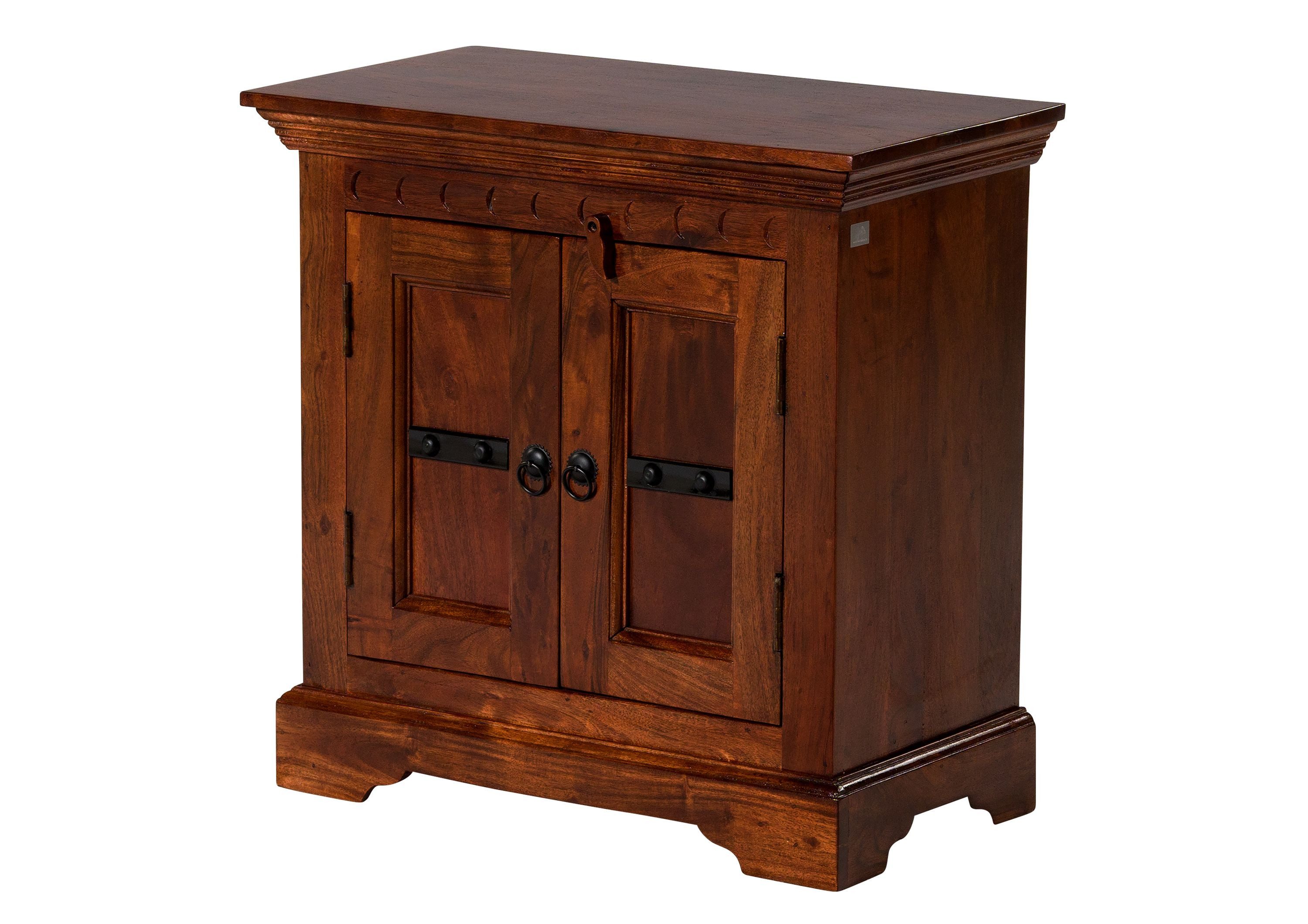 Massivmoebel24 Kommode OXFORD Akazie Massivholz dunkelbraun (Massivholz montiert 22 kg OXFORD #1008), Akazie 65x36x65 cm (BxTxH) dunkelbraun lackiert