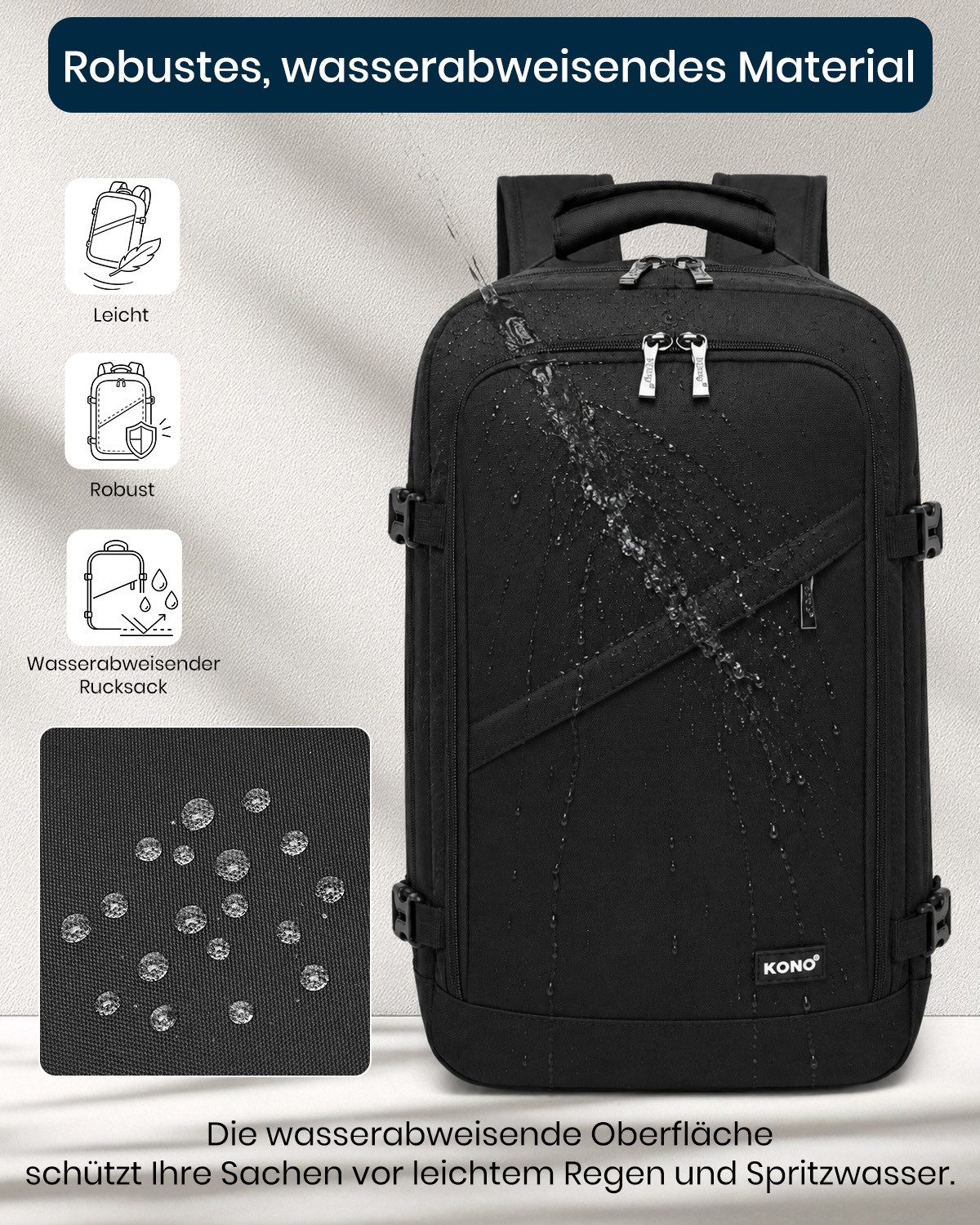 KONO Rucksack Handgepäck-Rucksack mit vielen Fächern Leichtgewicht