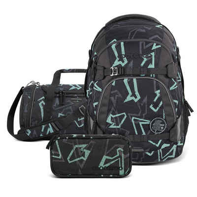 coocazoo Schulranzen Schulrucksack-Set „Reflective Graffiti“, 3-teilig