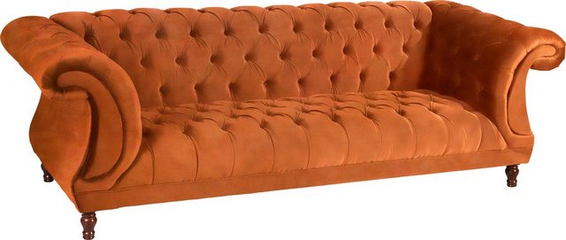 Max Winzer® Chesterfield-Sofa »Isabelle«, mit edler Knopfheftung & gedrechselten Füßen in Buche Nussbaum, Breite 260 cm-Otto
