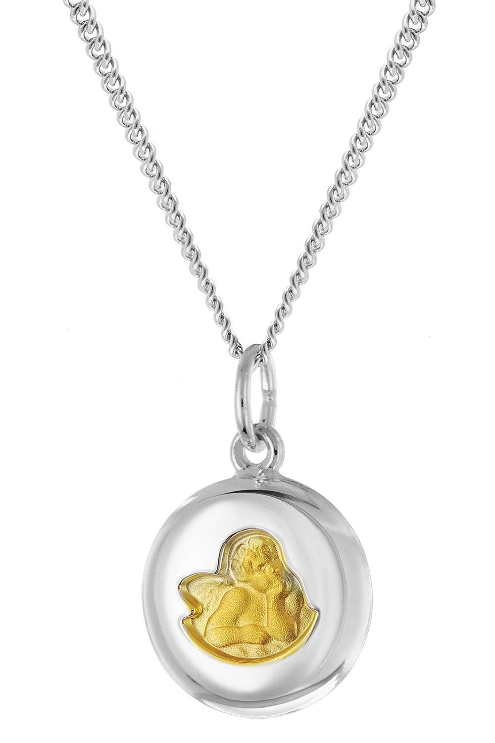 trendor Panzerkette Kinder-Kette mit Engel-Anhänger 925 Silber