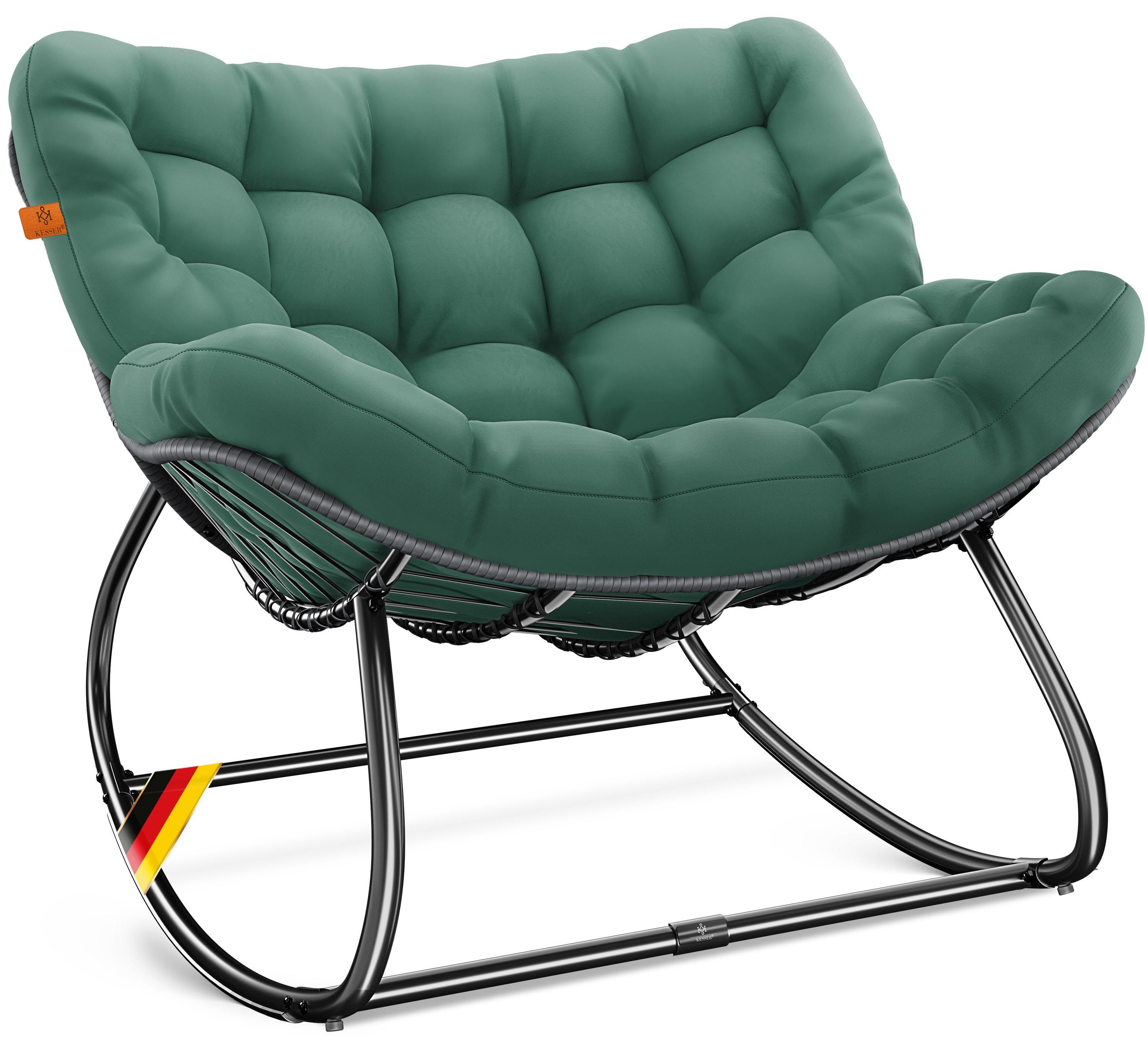 KESSER Schaukelstuhl Schaukelsessel Chillexer für drinnen & draußen (maximale Belastung 120kg, witterungsbeständig & mit rutschfesten Füßen), Loungesessel ergonomisches Relaxsessel für Balkon, Garten & Wohnzimmer