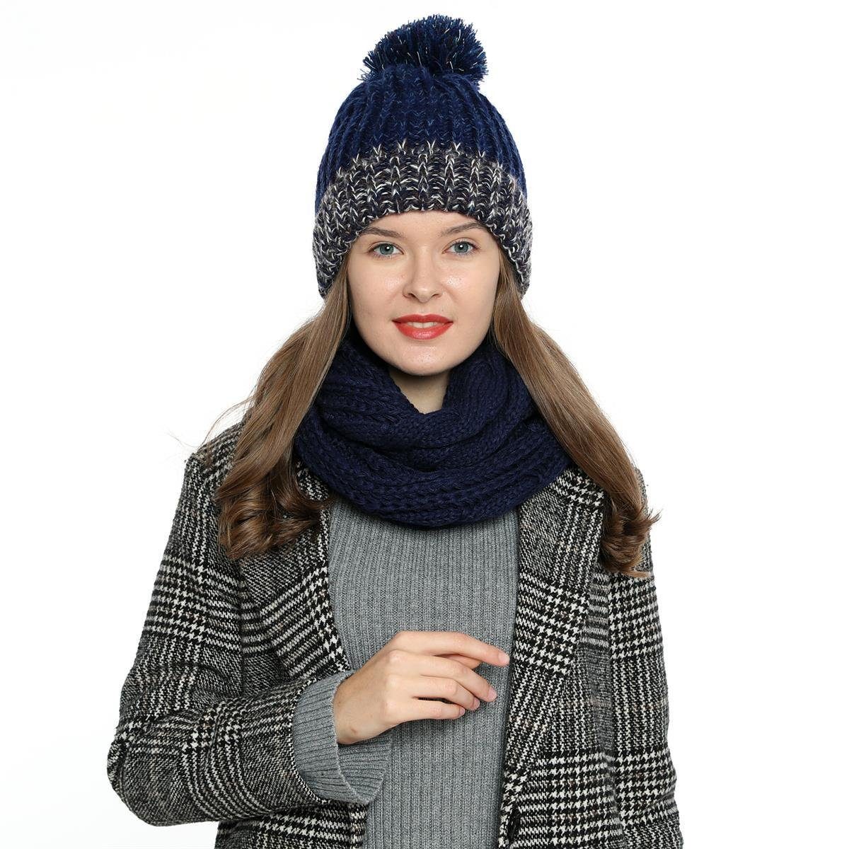 DonDon Beanie Damen Bommelmütze Strickmütze gefüttert warm (Packung, 1-St) günstig online kaufen