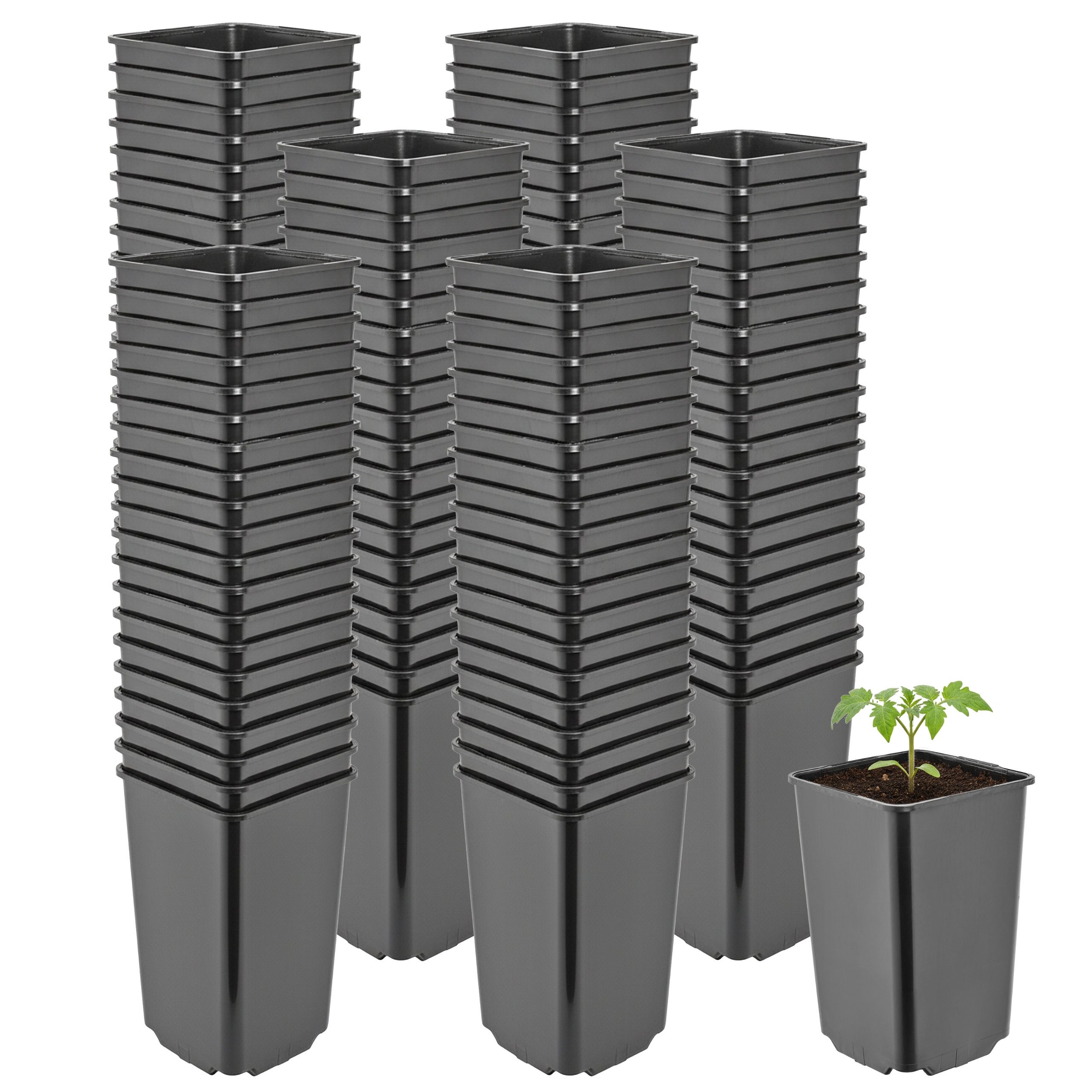 Garronda Blumentopf Kunststoff hoch eckig mit Drainagelöchern für Garten GD-0201 (100 St., 100er Set)