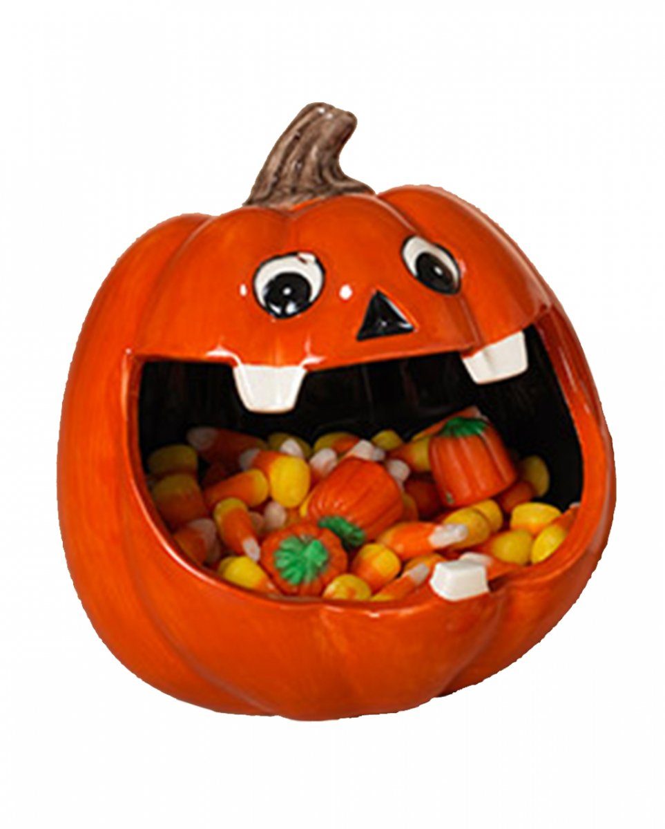 Horror-Shop Dekoobjekt Süßigkeiten Schale Grinsender Halloween Kürbis aus