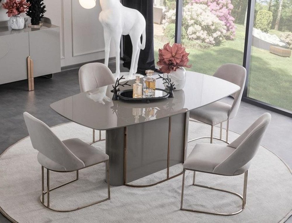 Xlmoebel Essgruppe Elegante Hochglanz Esszimmergruppe mit Tisch und Stühlen, (5tlg. Esszimmer Set(Esstisch + 4x Stühle), Hergestellt in Europa