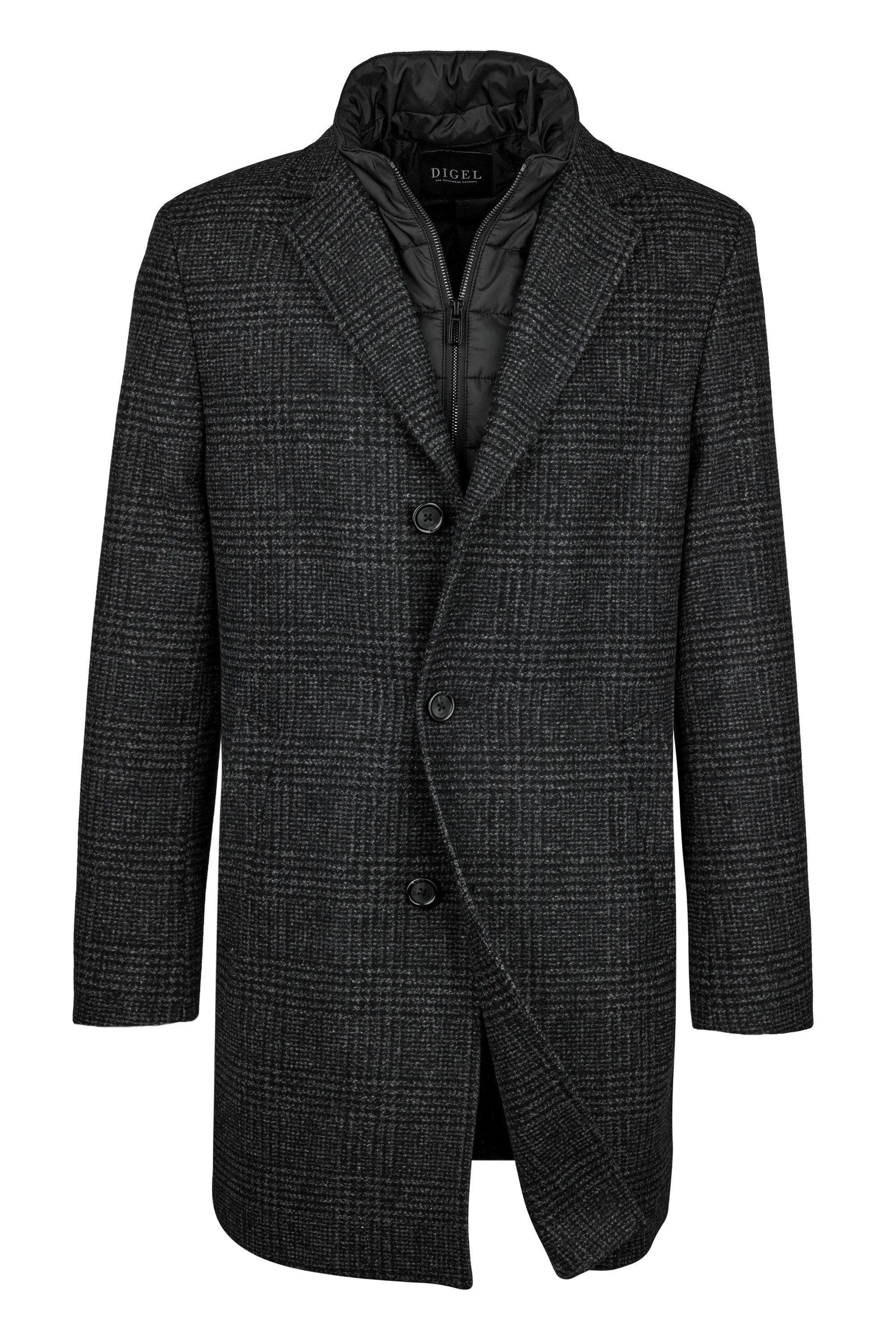 Digel Wintermantel Deus (1-tlg) Trendiges Schattenkaro, recycelter Wollmix, herausnehmbares Inlay