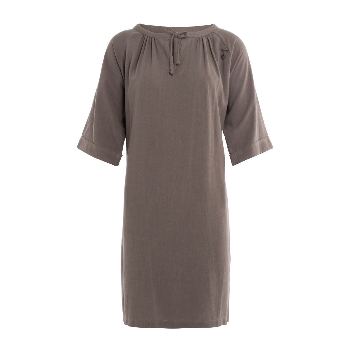 Knit Factory Strickkleid Fern Kleid Taupe 40/42 (1-tlg) Abendkleid Sommerkleid Strickkleid Modisches Kleid