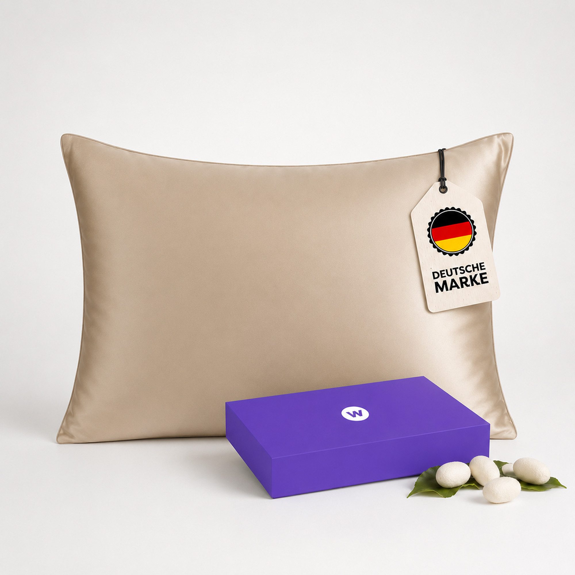 Wolkenfeld Kissenbezug Seidenkissenbezug 100 % Maulbeerseide, 22 Momme, 6A, 40x80, OEKO-TEX, (1 Stück), Sanft zu Haut und Haar, mit verdecktem Hotelverschluss & Geschenkbox
