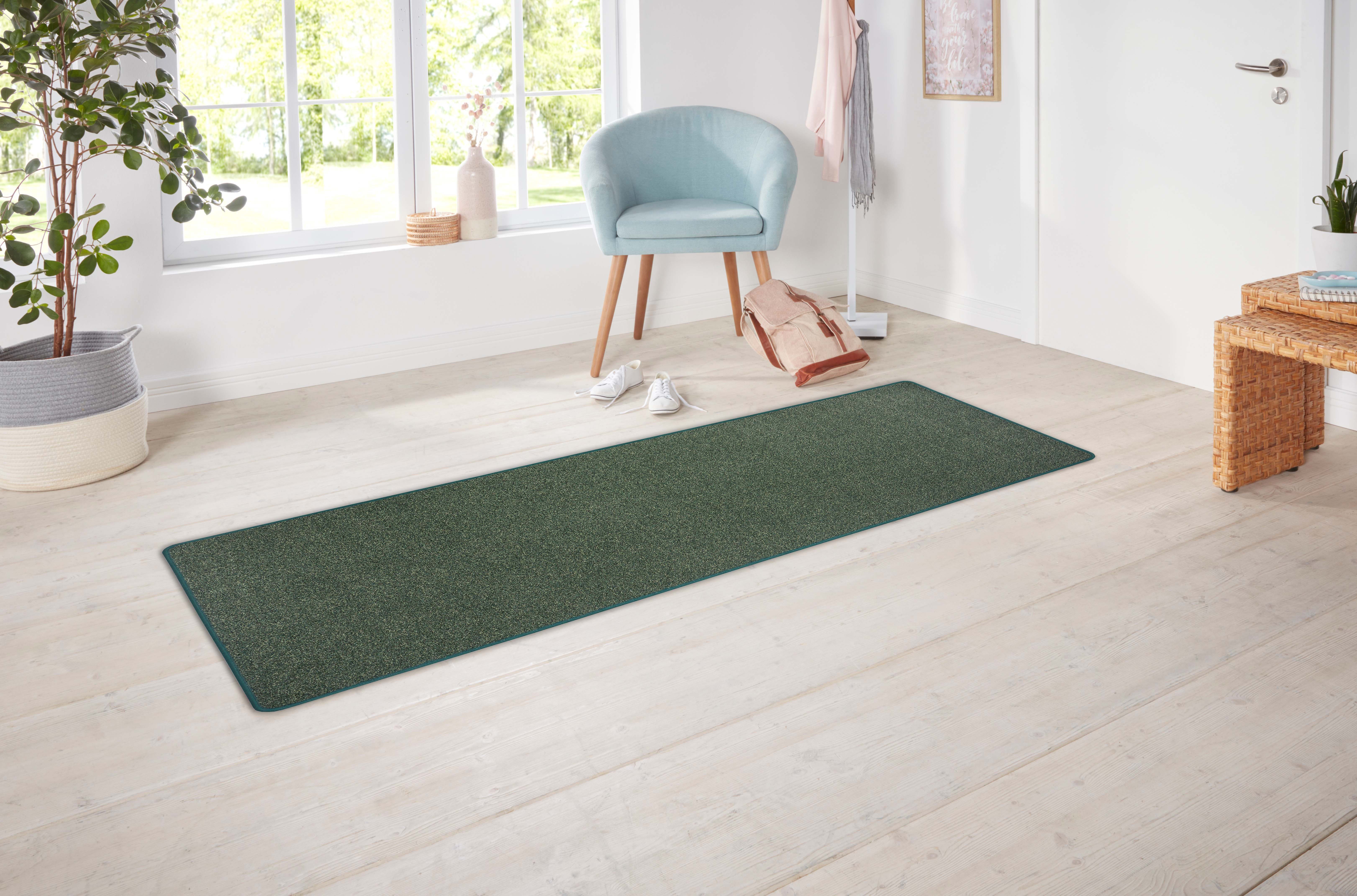 Hanse Home Exclusiv Läufer Liberty, rechteckig, Höhe: 7 mm, Uni-Meliert, robust, kräftige Farben, rundherum farbige Kettelung