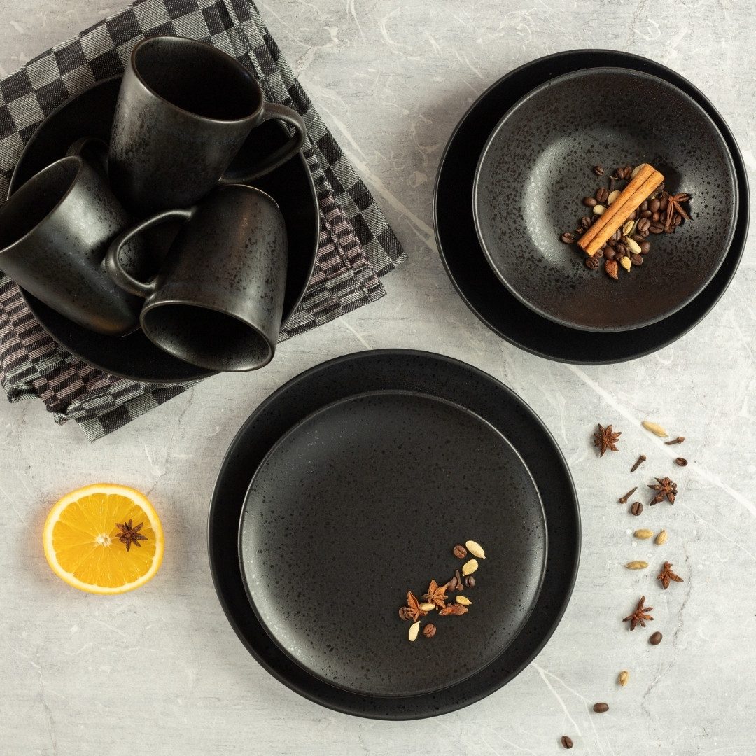 MÄSER Teller-Set Essential (6-tlg), 6 Personen, Steinzeug