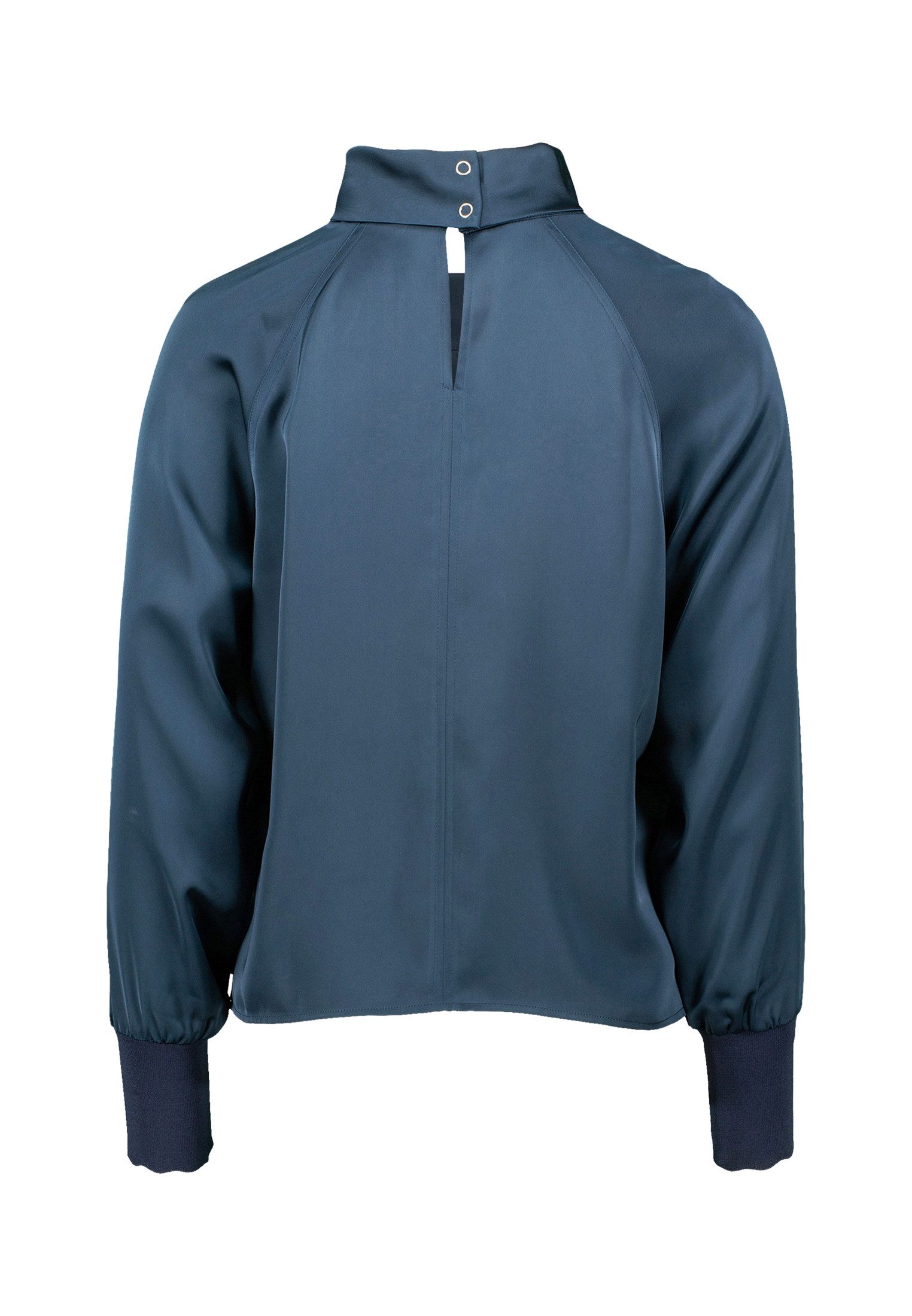 Zero Satinbluse Damen mit Stehkragen