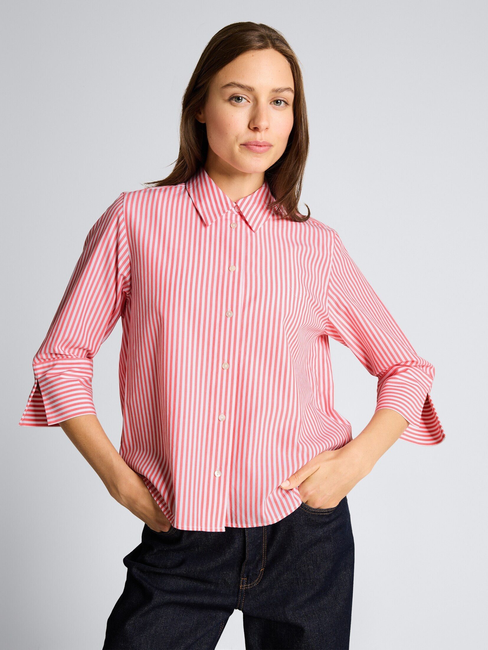 TOM TAILOR Langarmbluse Blusen & Shirts Popeline Hemdbluse mit 3/4-Arm günstig online kaufen