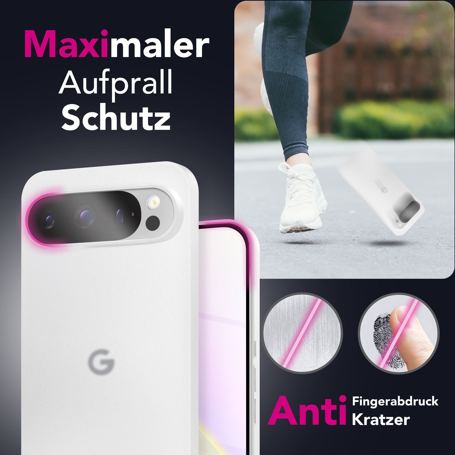 Nalia Smartphone-Hülle Google Pixel 9 Pro 16 cm (6,3 Zoll), Ultra Dünn 0,3mm / Mattiertes Finish / Anti-Fingerprint / Rutschfest