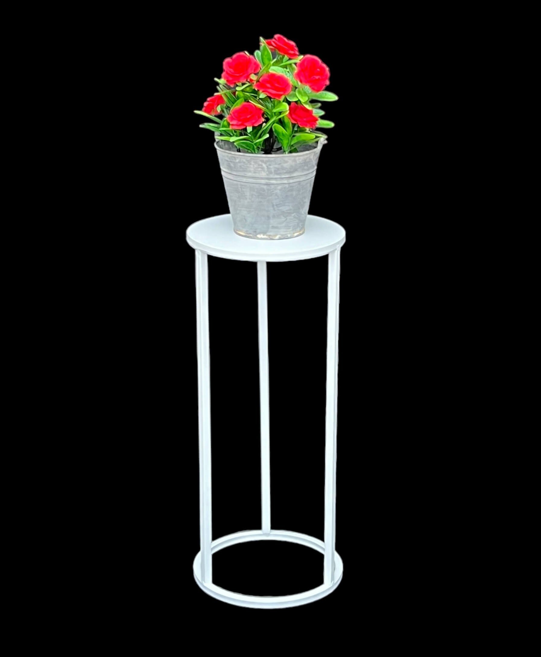 DanDiBo Blumenhocker Metall Weiß Rund 50-70 cm Blumenständer 96483
