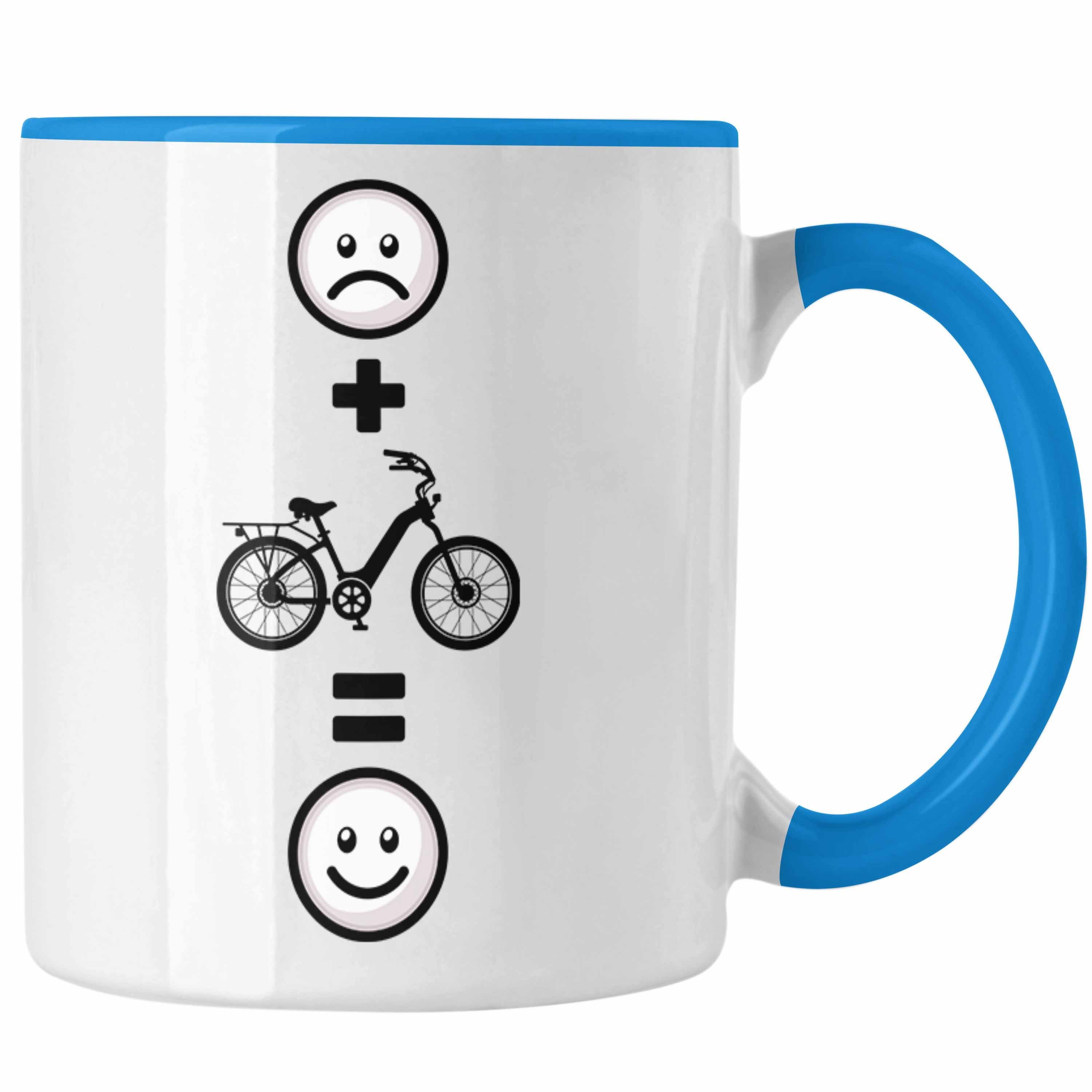 Trendation Tasse E-bike Tasse Geschenk für E-Bike fahrer Geburtstag Lustige Geschenkide Blau