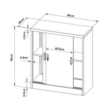 en.casa Aktenschrank »Rieti« Büroschrank Stahl 90x40x90 cm Dunkelgrau