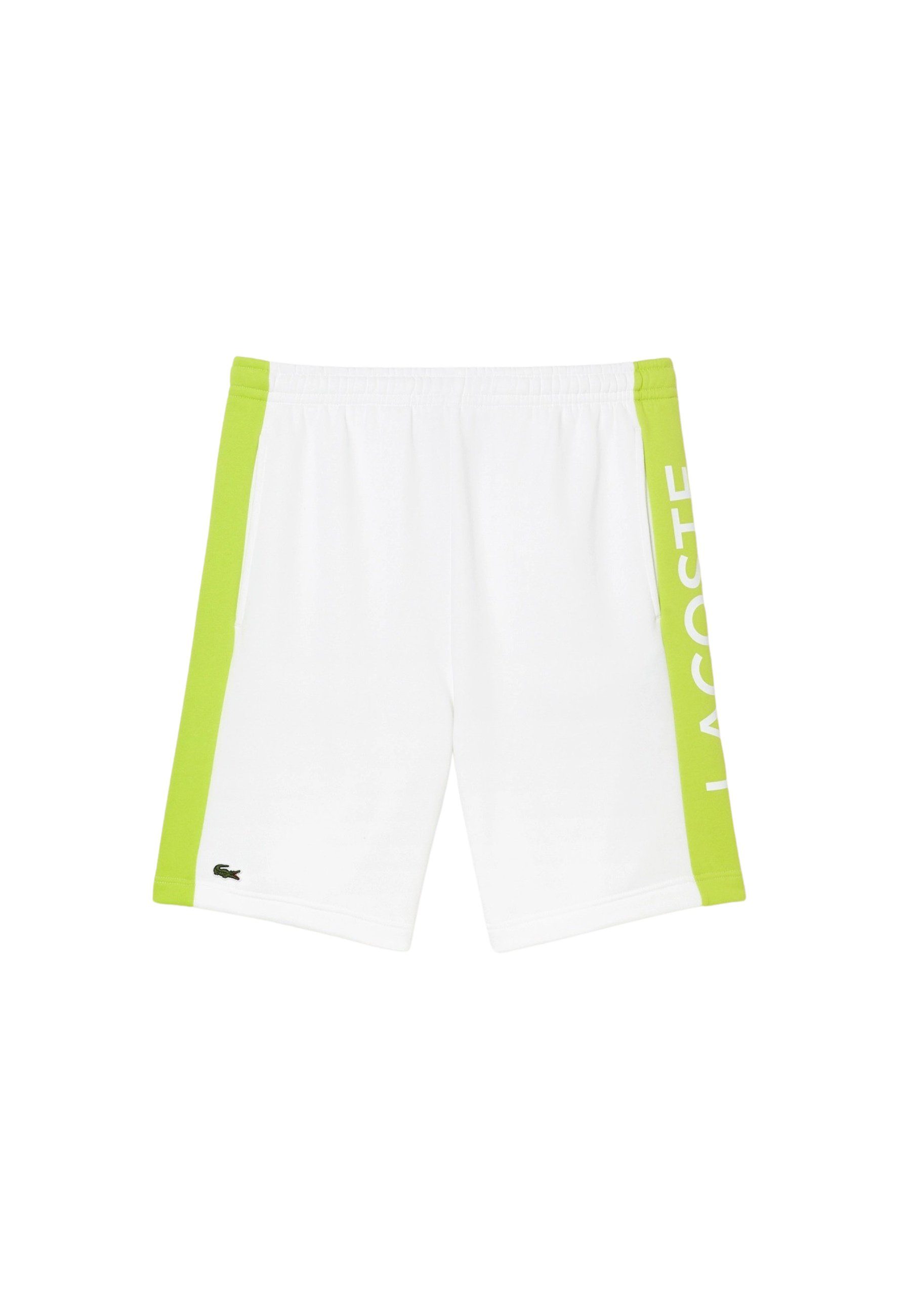 Lacoste Sweatshorts limone mit weiß Shorts im (1-tlg) Sweat-Shorts Colorblock-Style