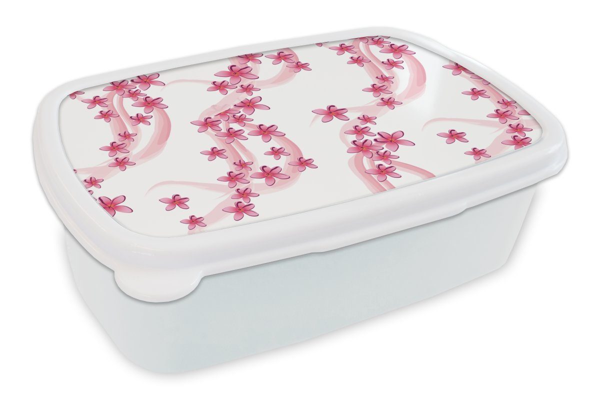 MuchoWow Lunchbox Muster - Sakura - Zen - Yoga, Kunststoff, (2-tlg), Brotbox für Kinder und Erwachsene, Brotdose, für Jungs und Mädchen weiß